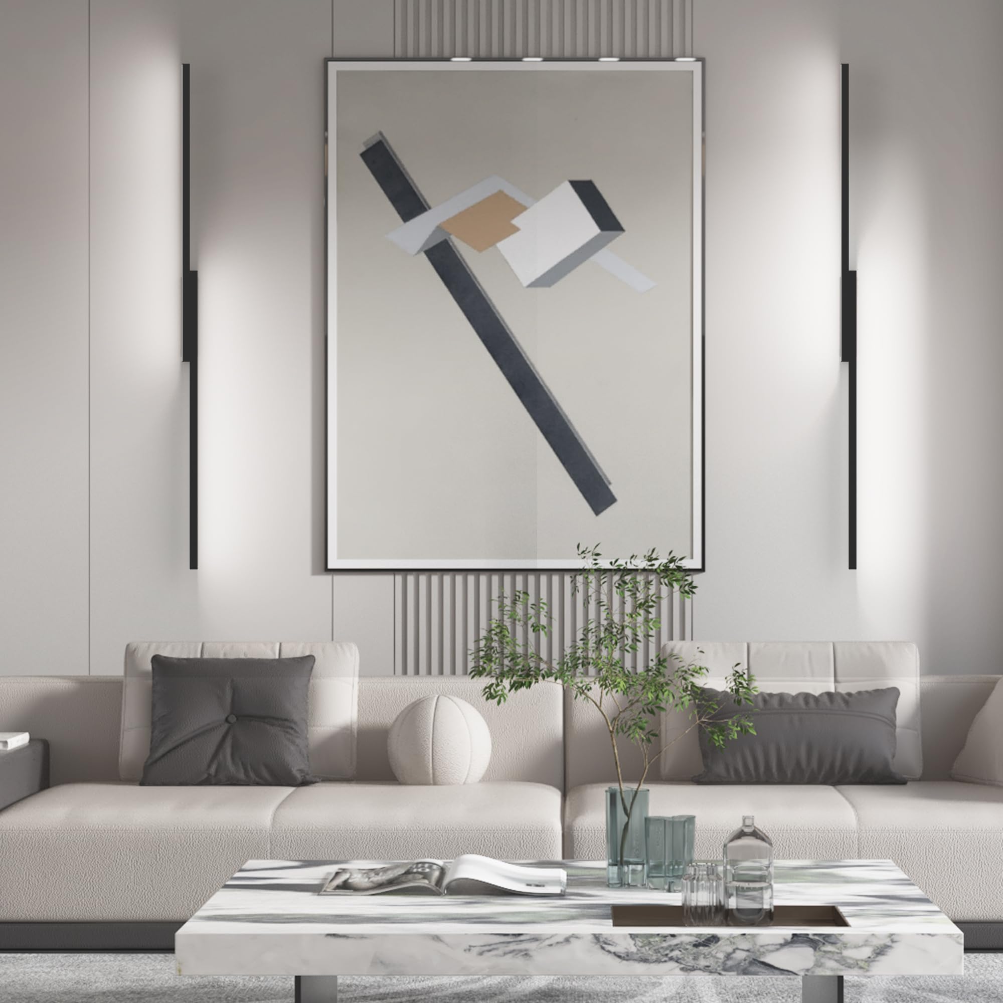 39.4" Black Battery Operated Wall Sconce Set of 2