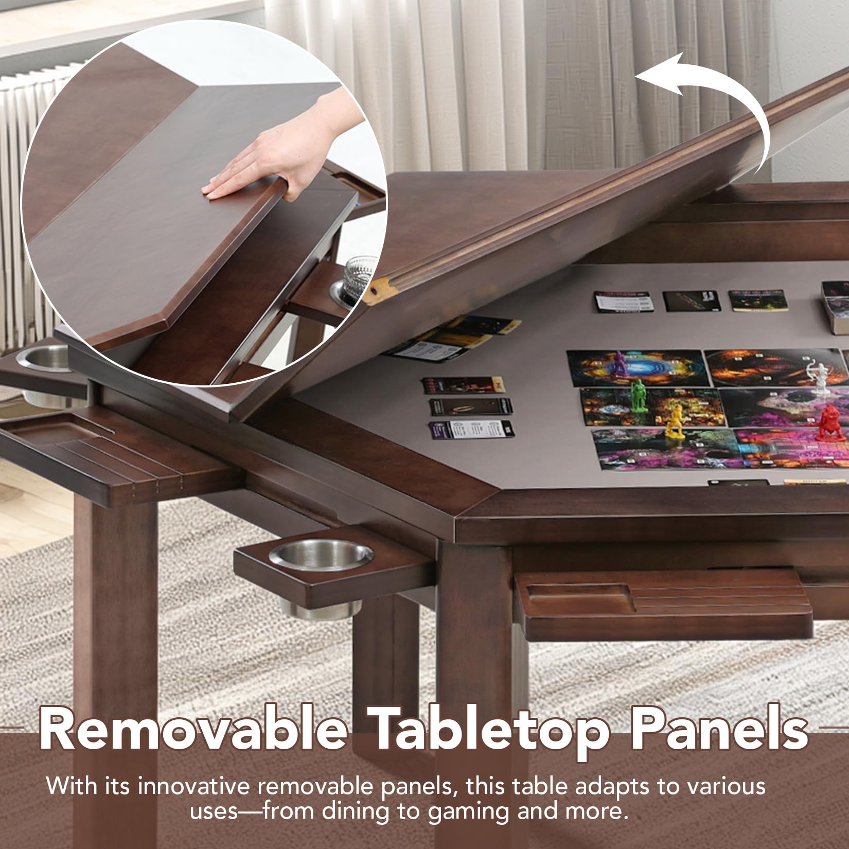 Hexagonal Gaming Table with Removable Top