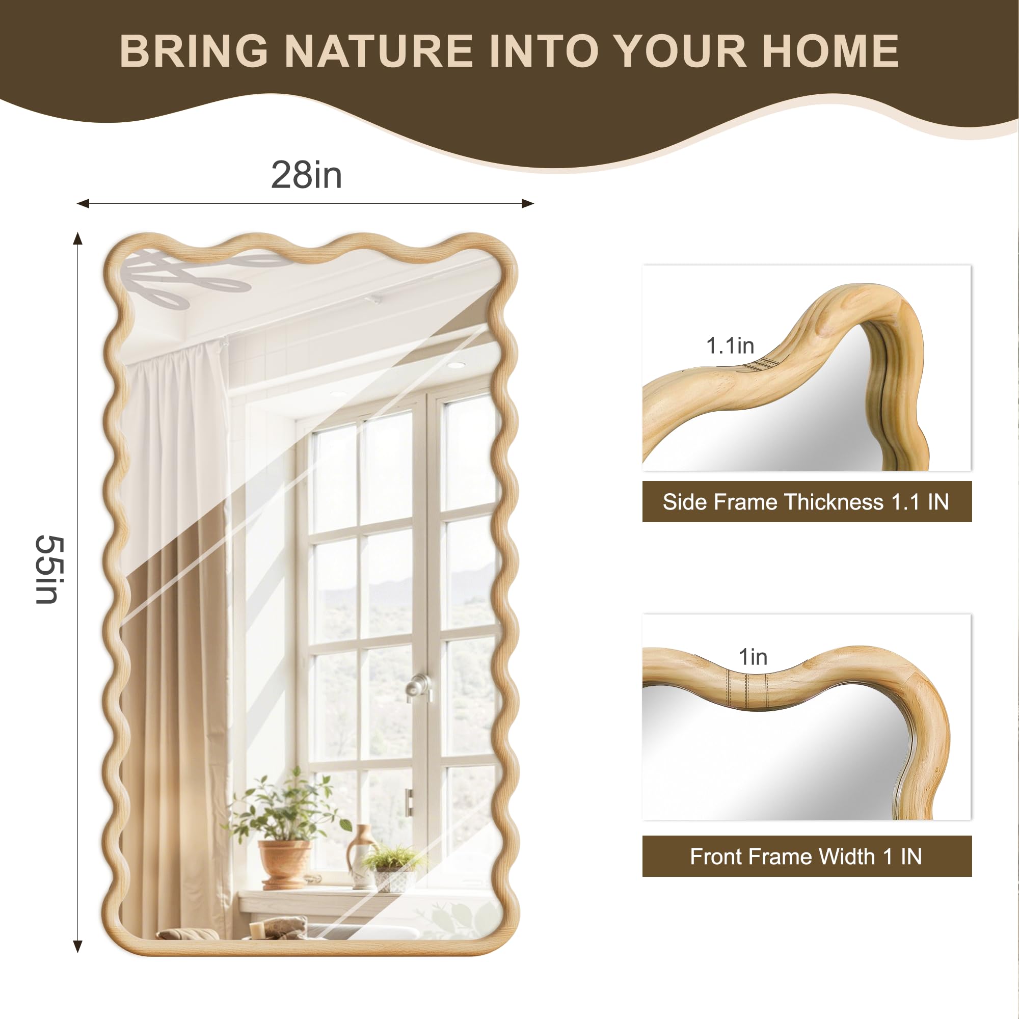 Wavy Wood Wall Mirror