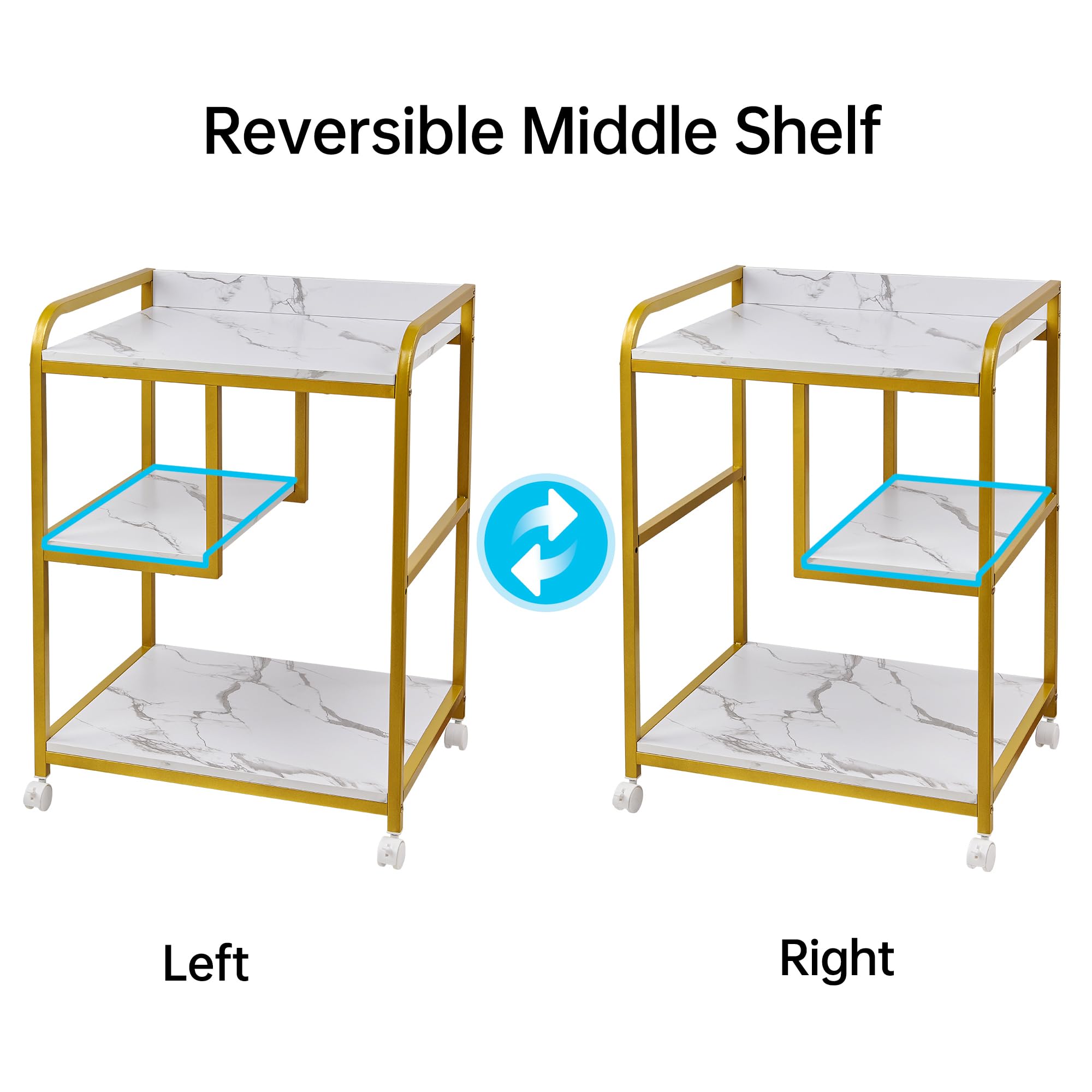 Rolling Printer Cart with Storage Shelf