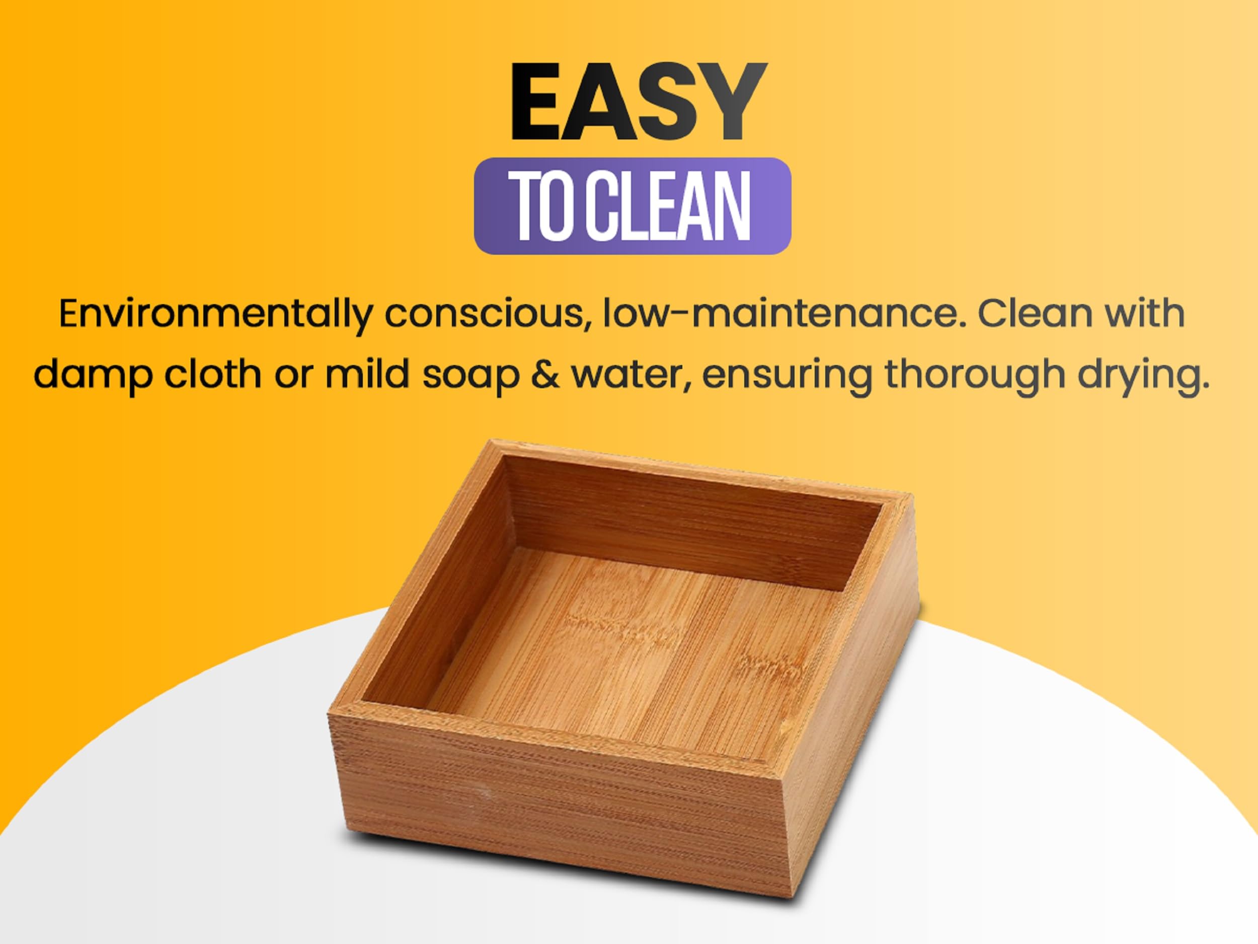 Bamboo Drawer Organizer Storage Box 6 Pack
