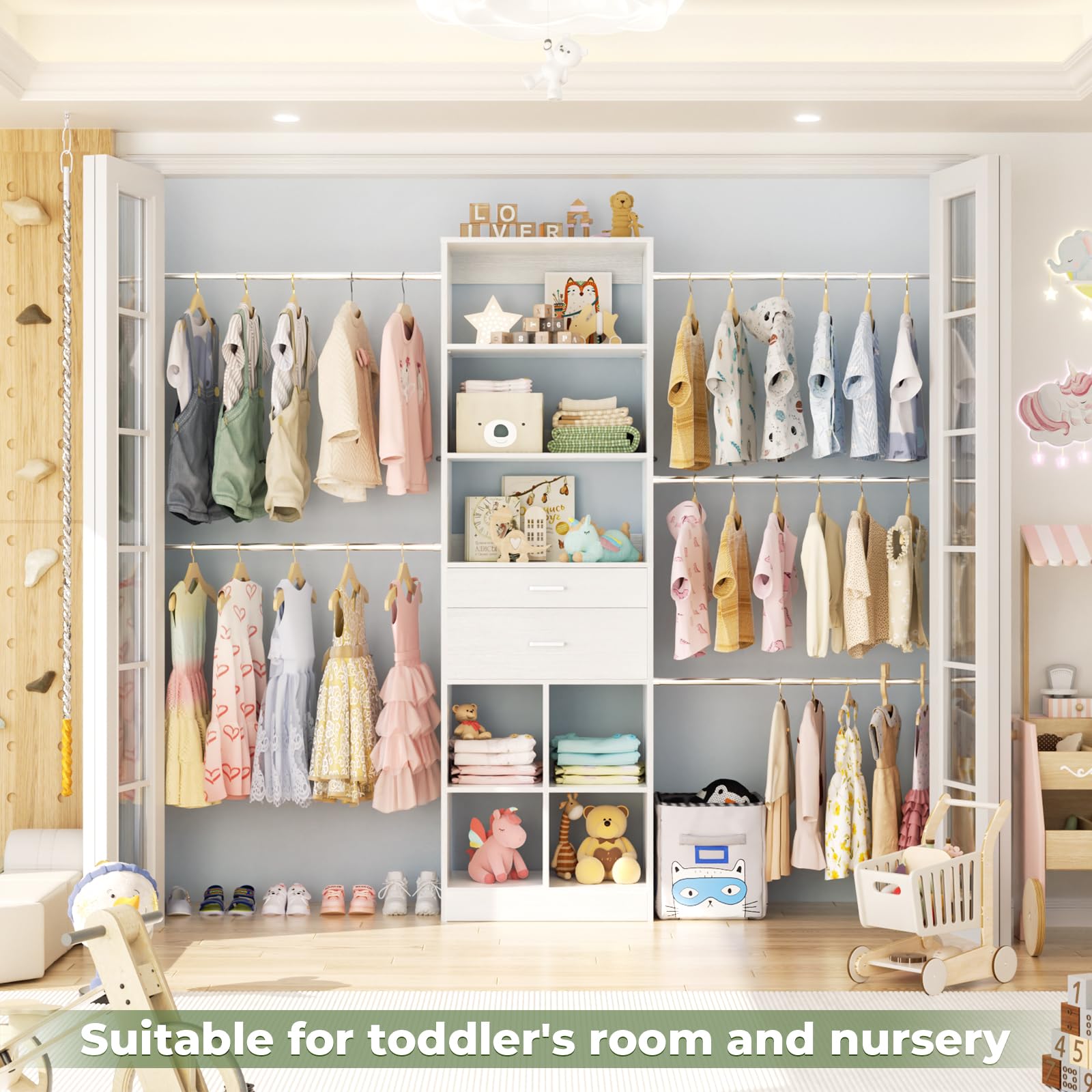 Closet Organizer System with Drawers and Shelves