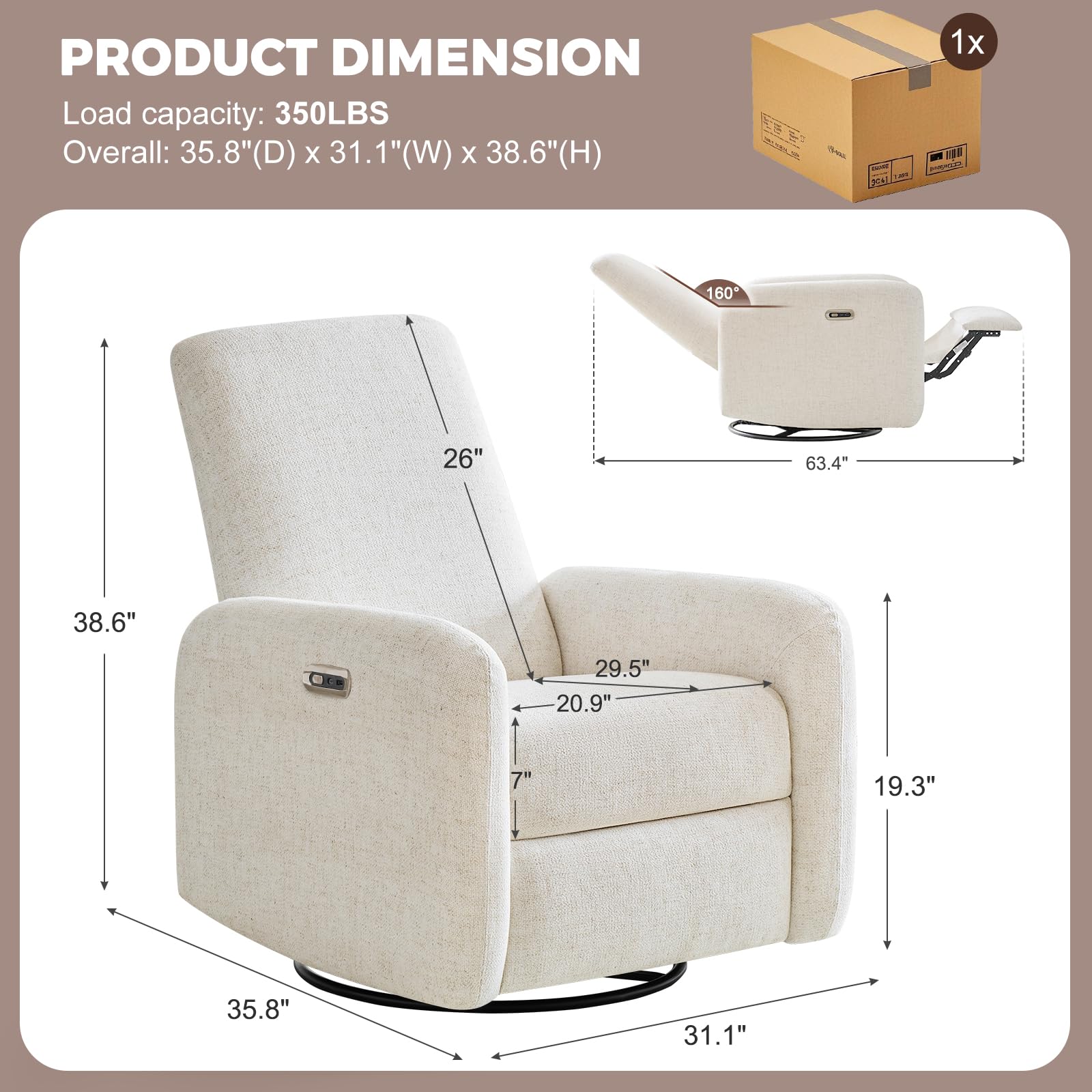 Power Recliner Chair with USB Charging Ports