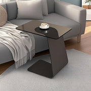 C-Shaped End Table with Metal Base