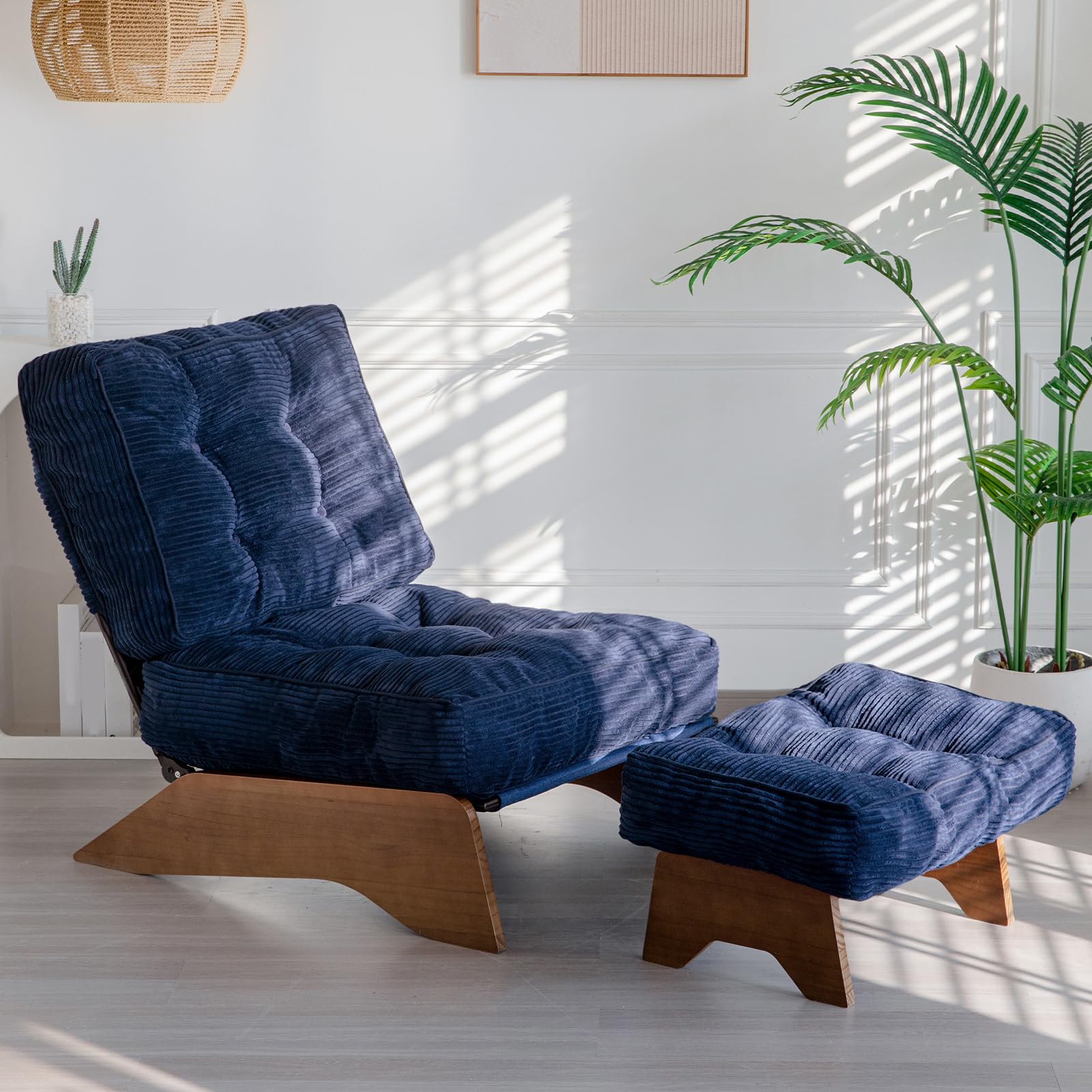 Adjustable Backrest Accent Chair with Ottoman