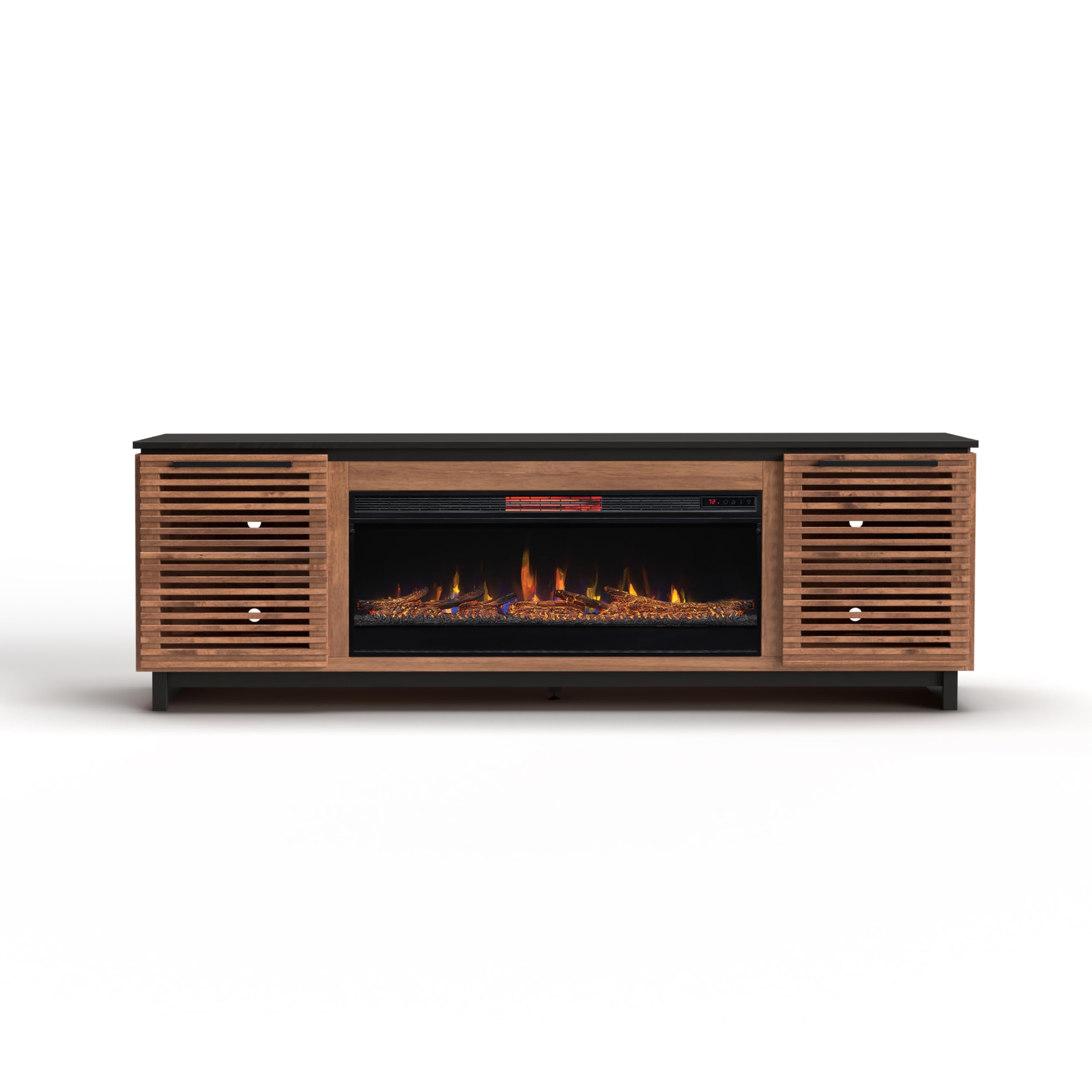 86" Electric Fireplace TV Stand with Solid Wood Construction