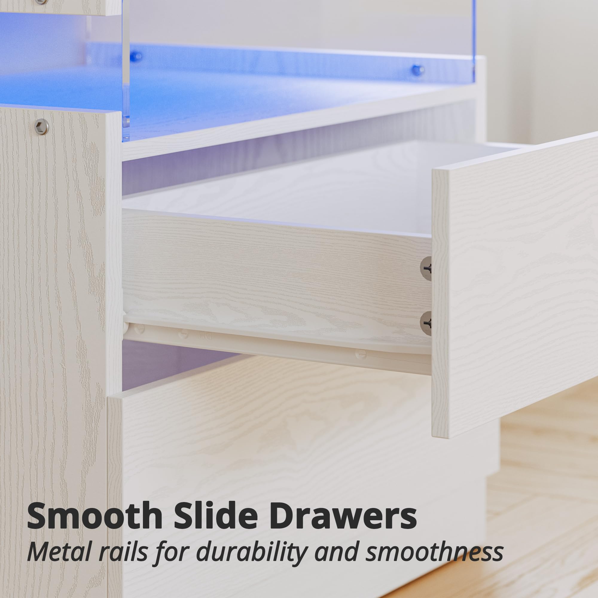 3-Drawer Nightstand with RGB LED Lighting