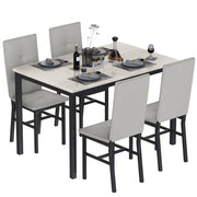 5-Piece Faux Marble Dining Table Set with 4 Chairs