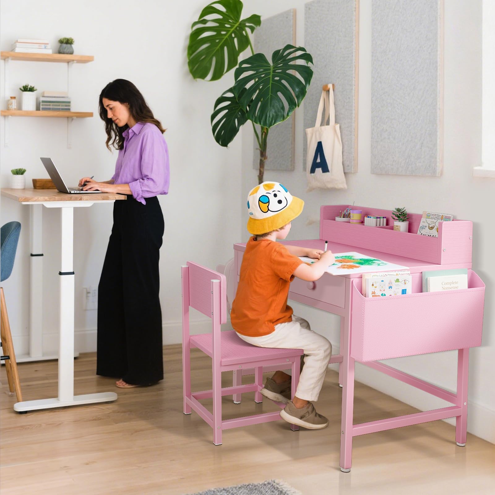 Kids Desk and Chair Set with Storage Drawer
