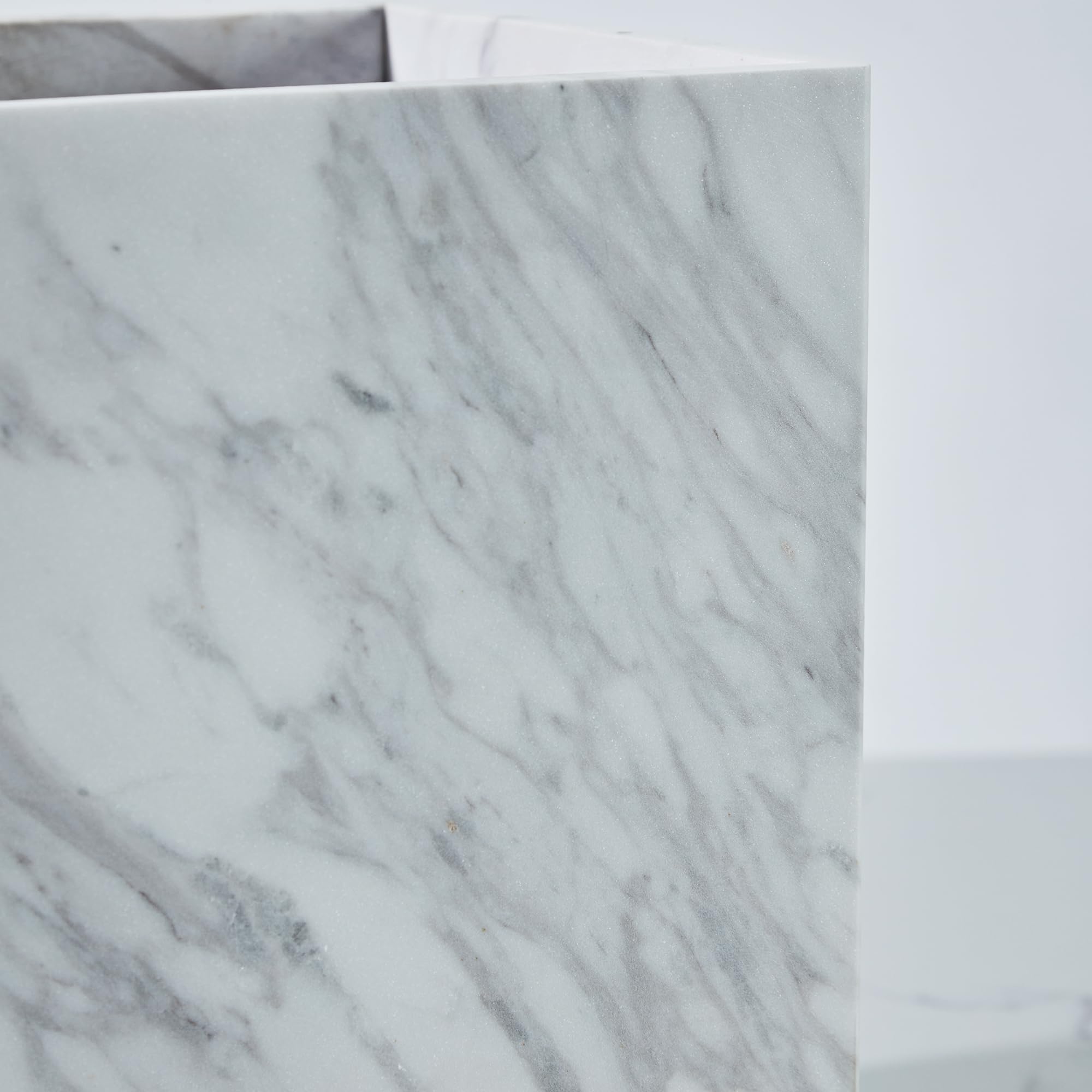 White Marble Wastebasket Rectangular Trash Can
