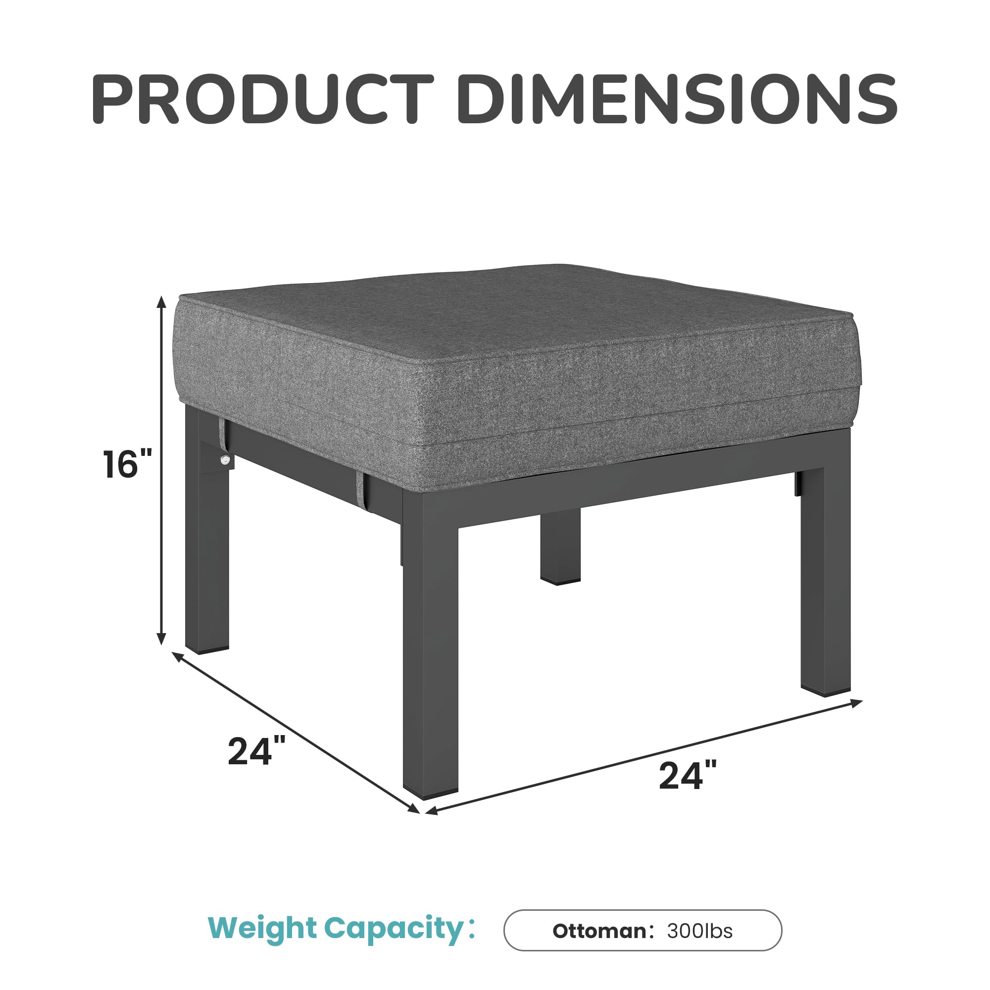 Outdoor Patio Ottoman Set of 2 with Cushions
