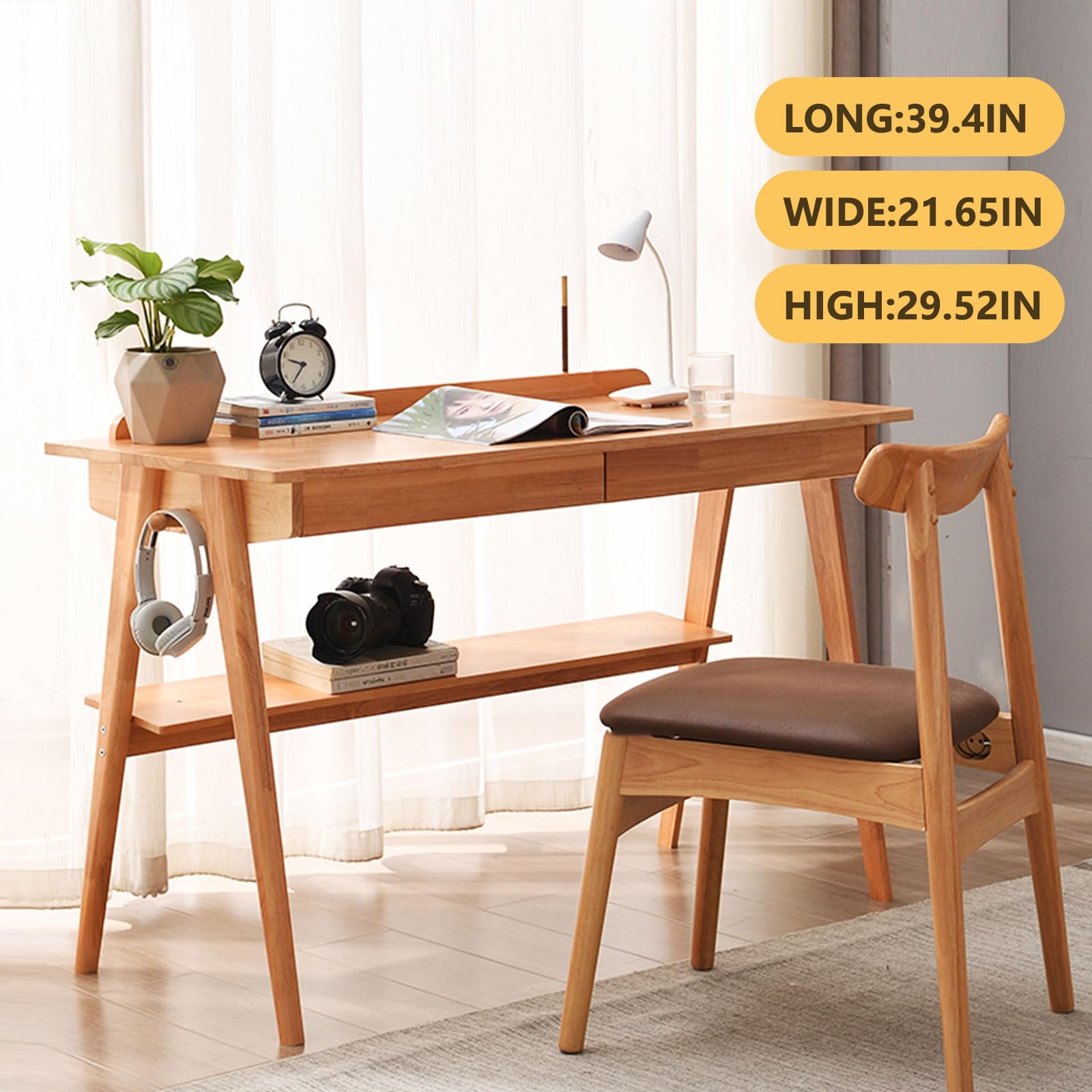 Solid Wood Desk with Drawers