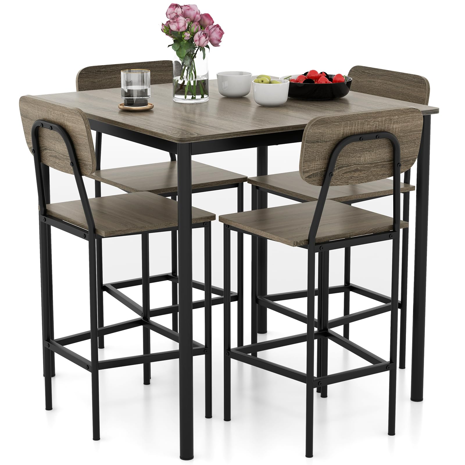 5-Piece Counter Height Dining Set with Bar Stools