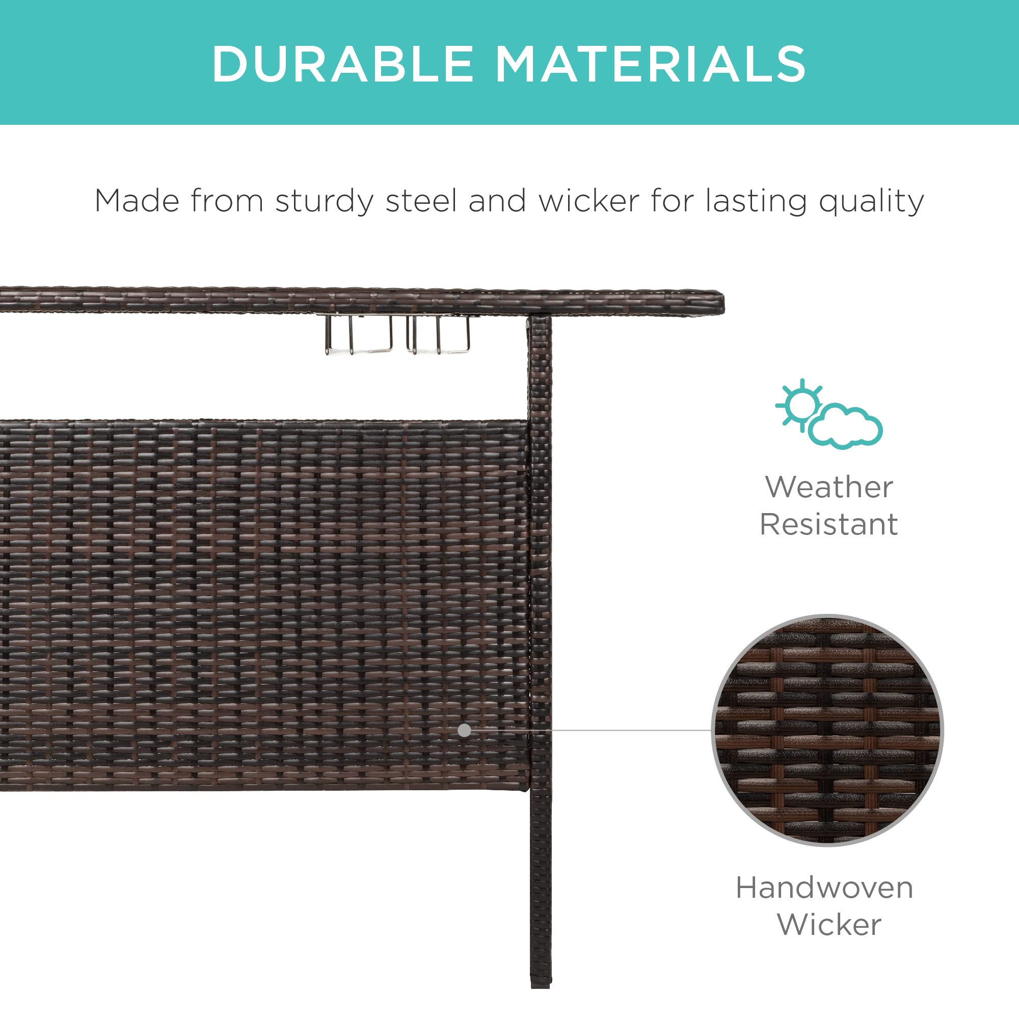 Outdoor Wicker Bar Counter Table with Storage Shelves