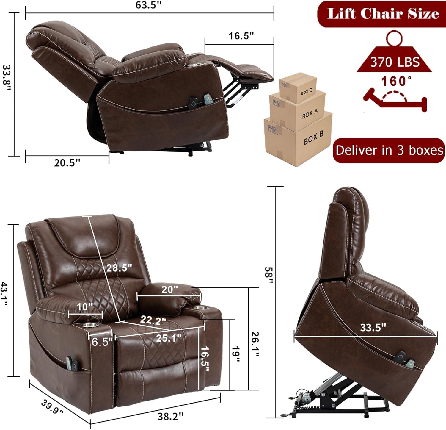Electric Lift Recliner with Heat and Massage