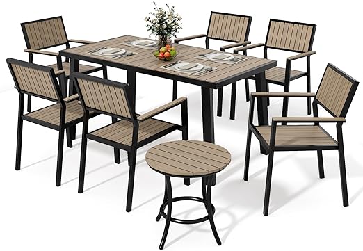 8-Piece Aluminum Patio Dining Set with Stackable Chairs