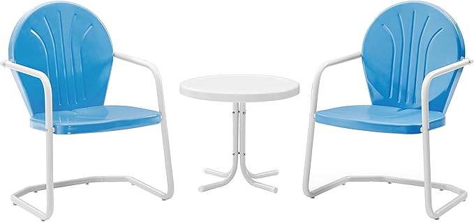 3-Piece Metal Outdoor Bistro Set with Chairs and Side Table