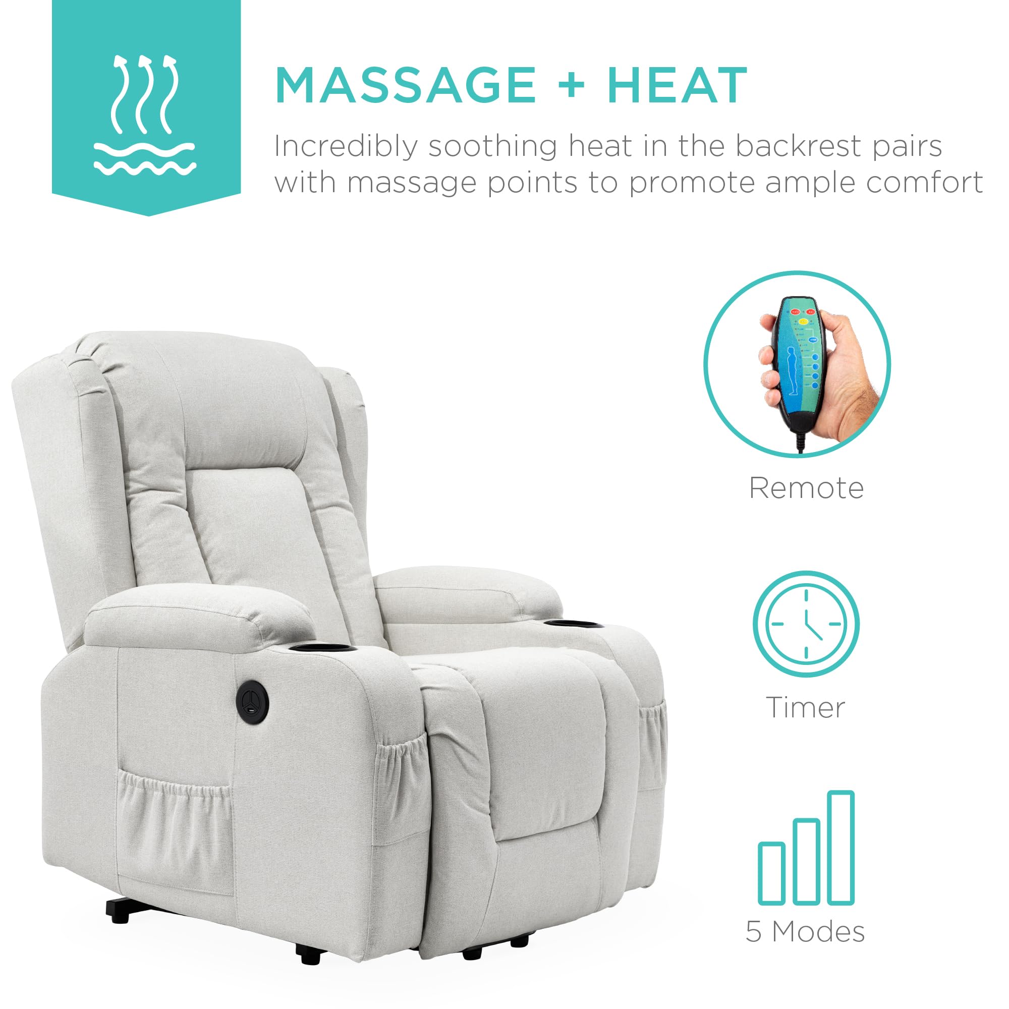 Power Lift Recliner Chair with Massage and Heat