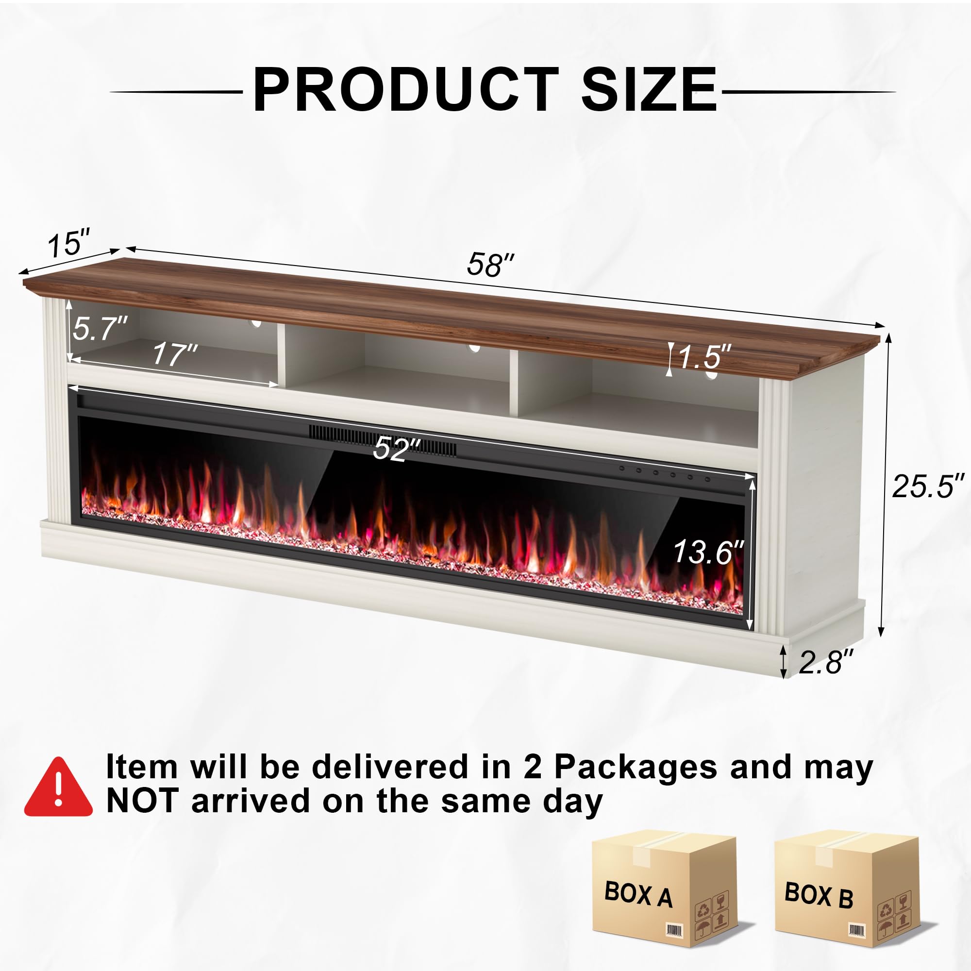 58" Fireplace TV Stand with Electric Fireplace