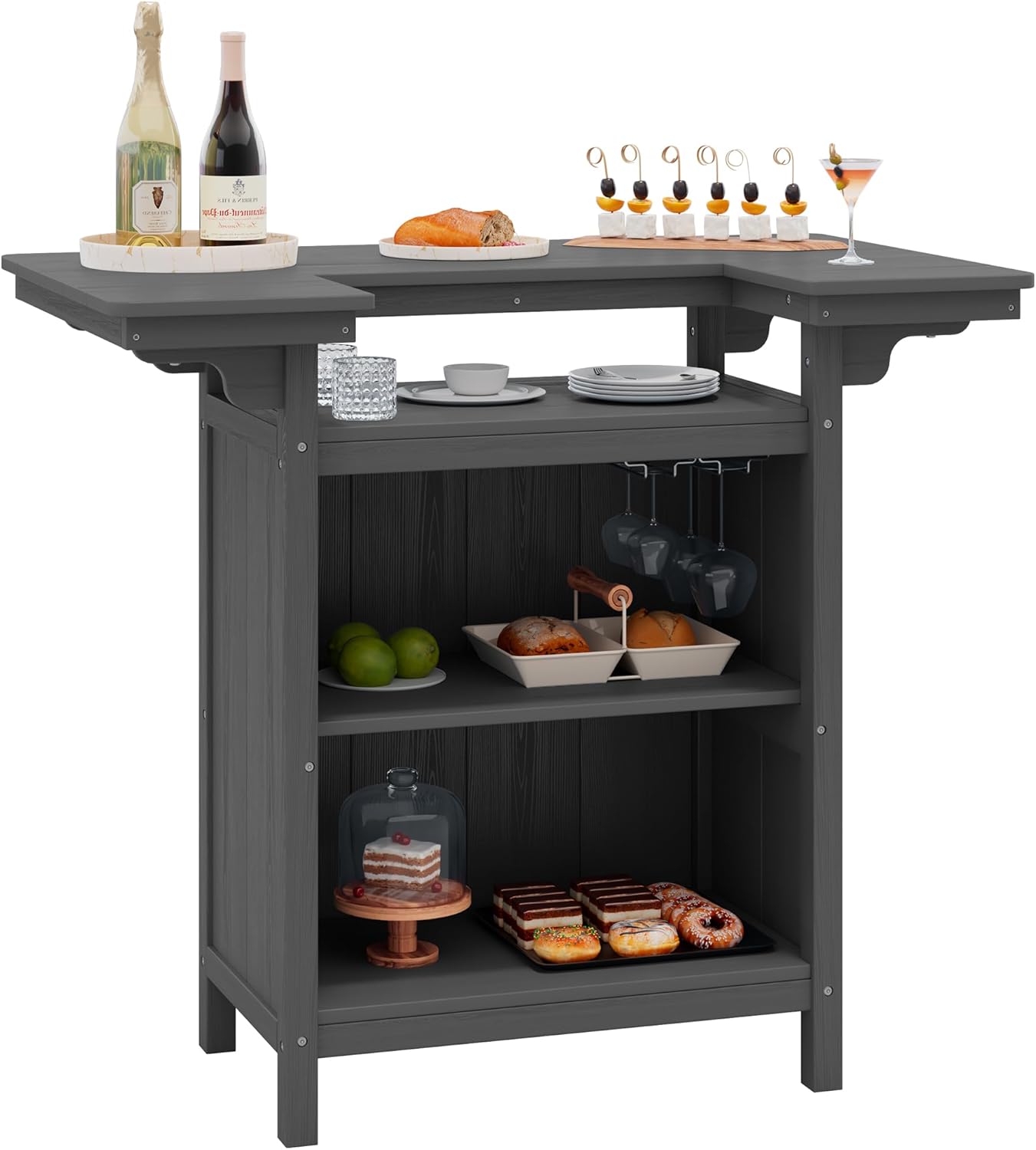 Outdoor Bar Table with 4-Tier Storage