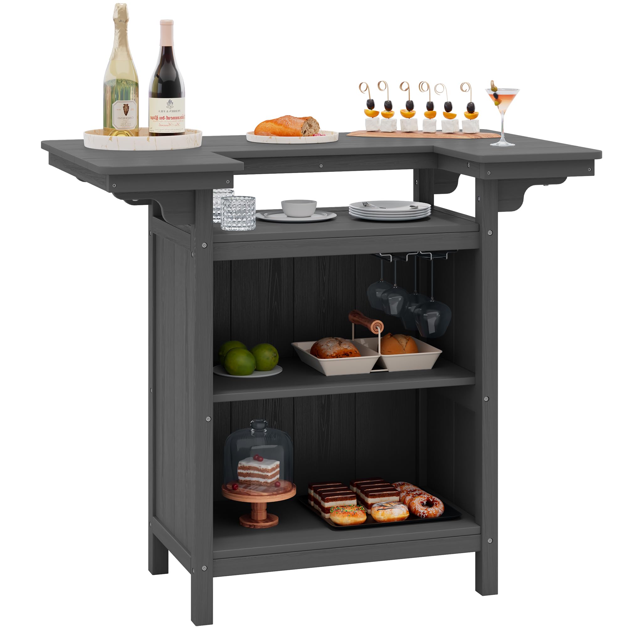 Outdoor Bar Table with 4-Tier Storage