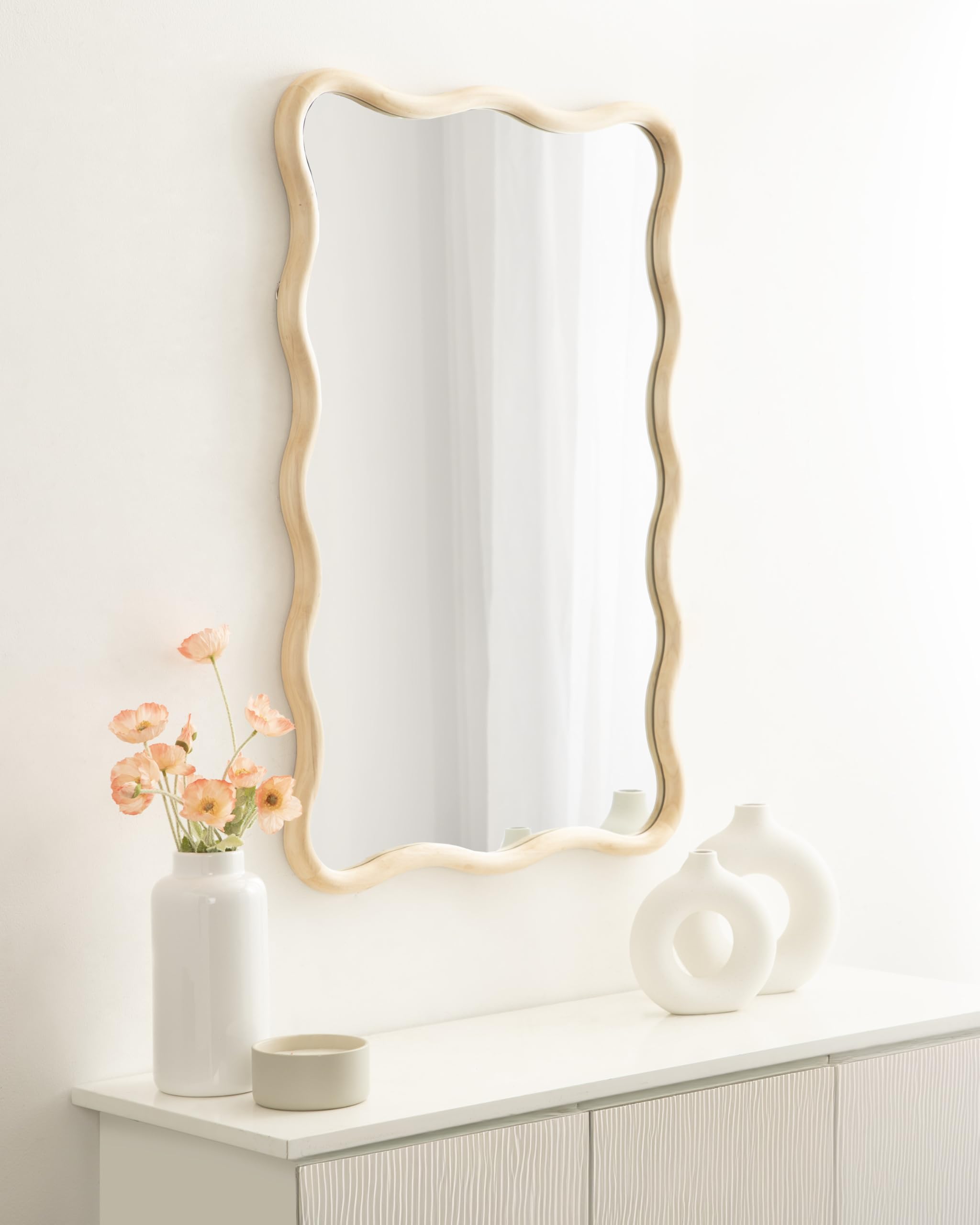Modern Scalloped Rectangle Wall Mirror 24x36