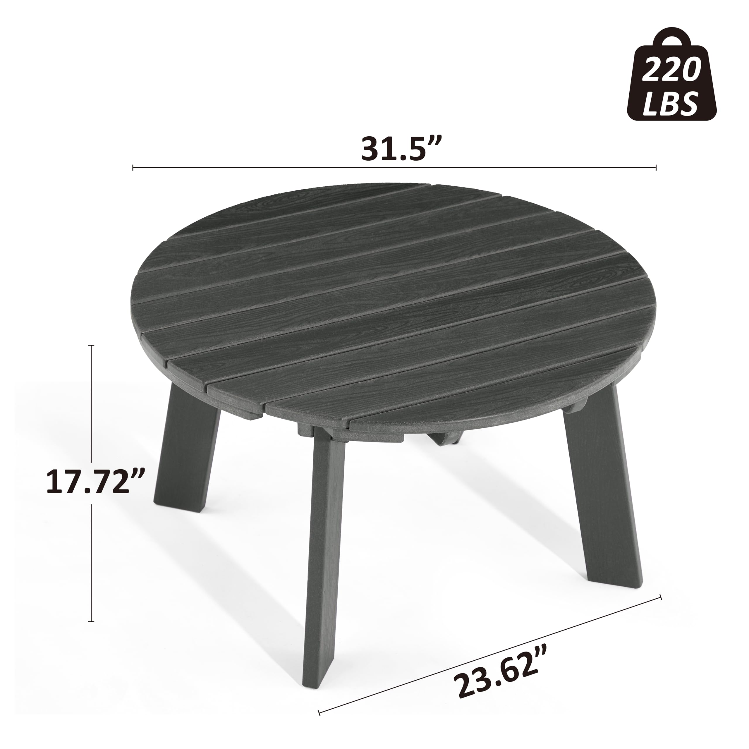Round Outdoor Coffee Table Grey 31.5 Inch