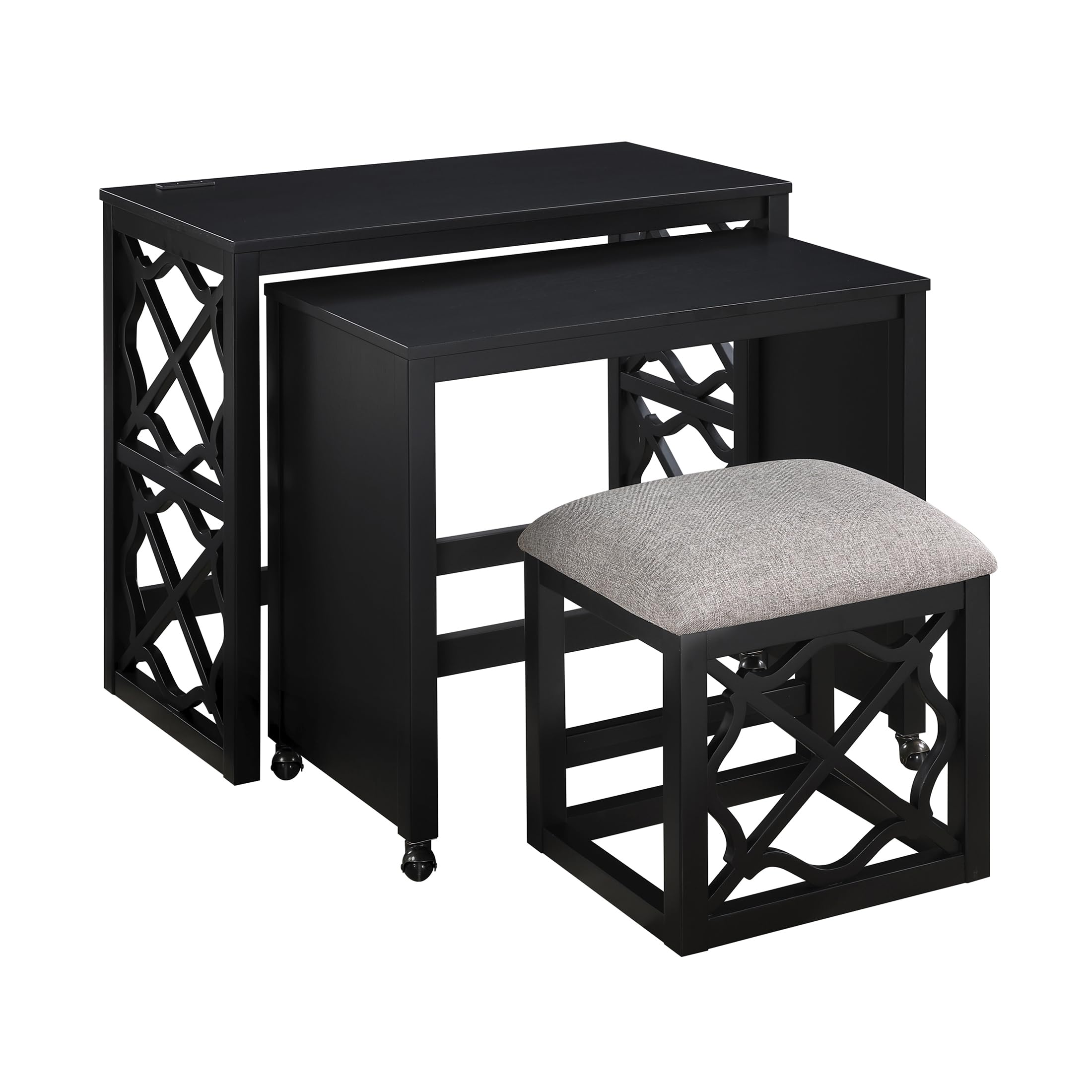 Space-Saving Home Office Desk Set with Padded Stool