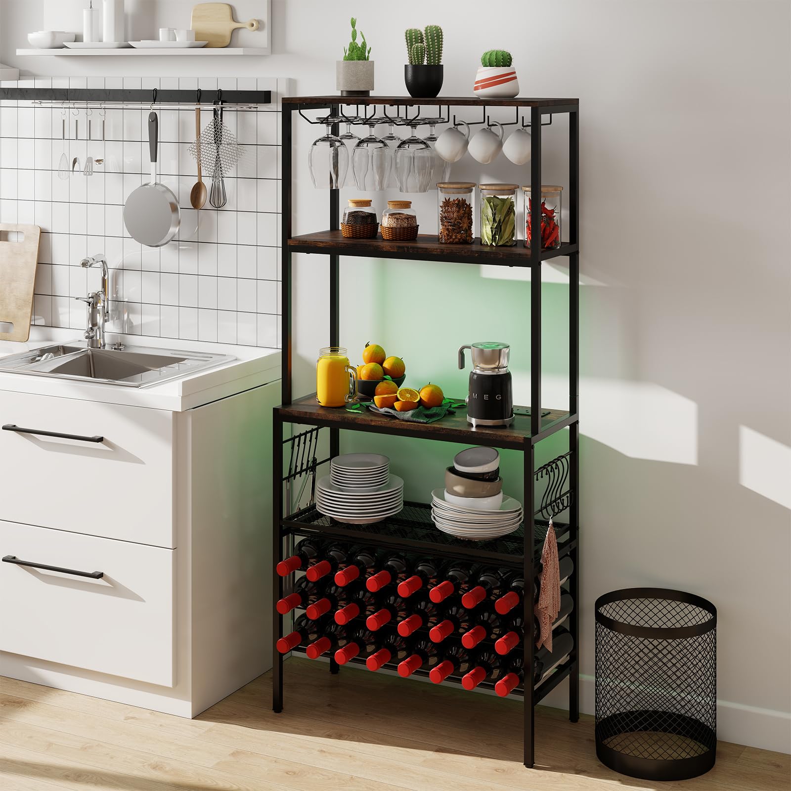 Wine Rack with RGB Light & Power Outlet