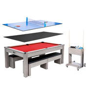 7FT 3-in-1 Pool Table with Dining Top & Table Tennis