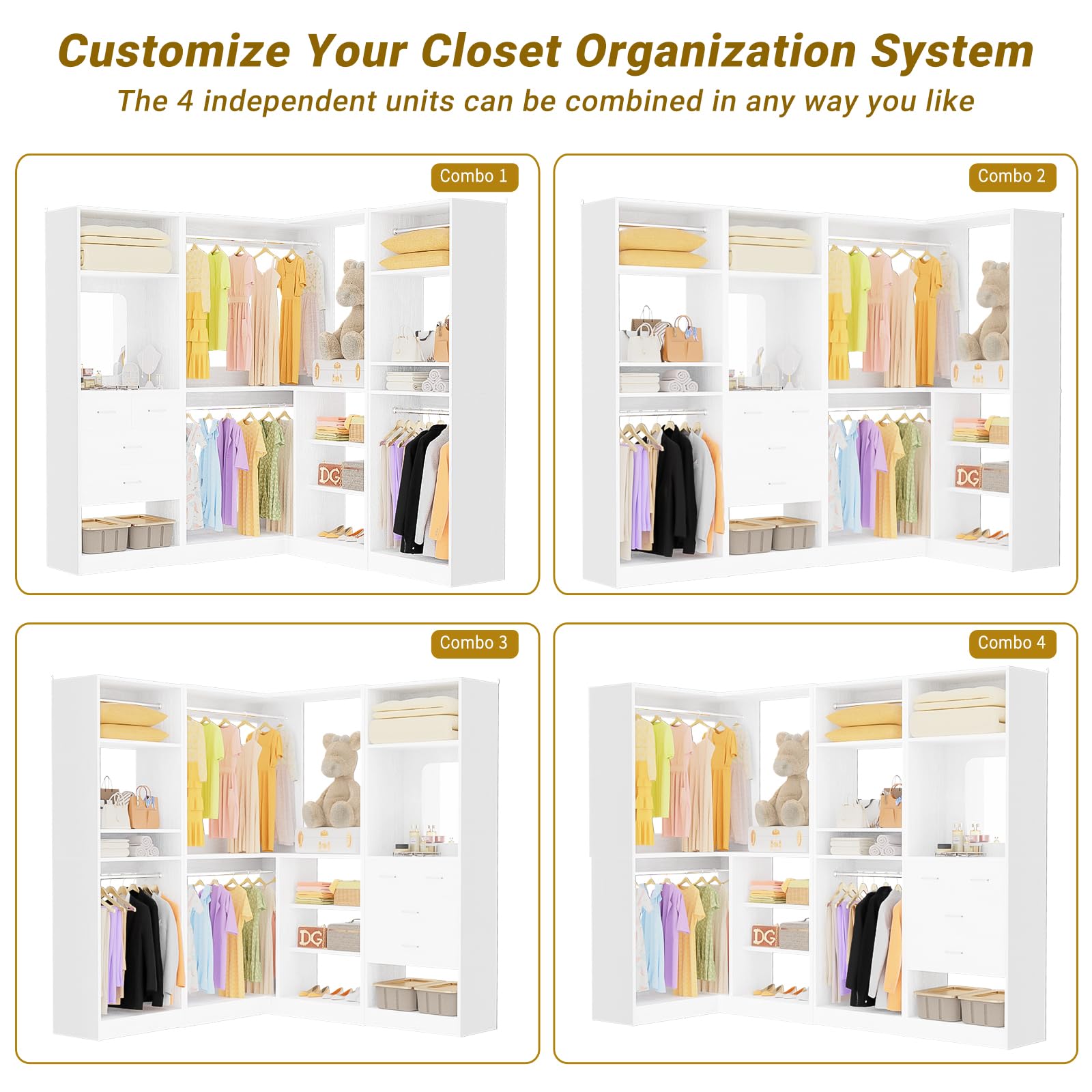 86" Corner Closet System with Mirror