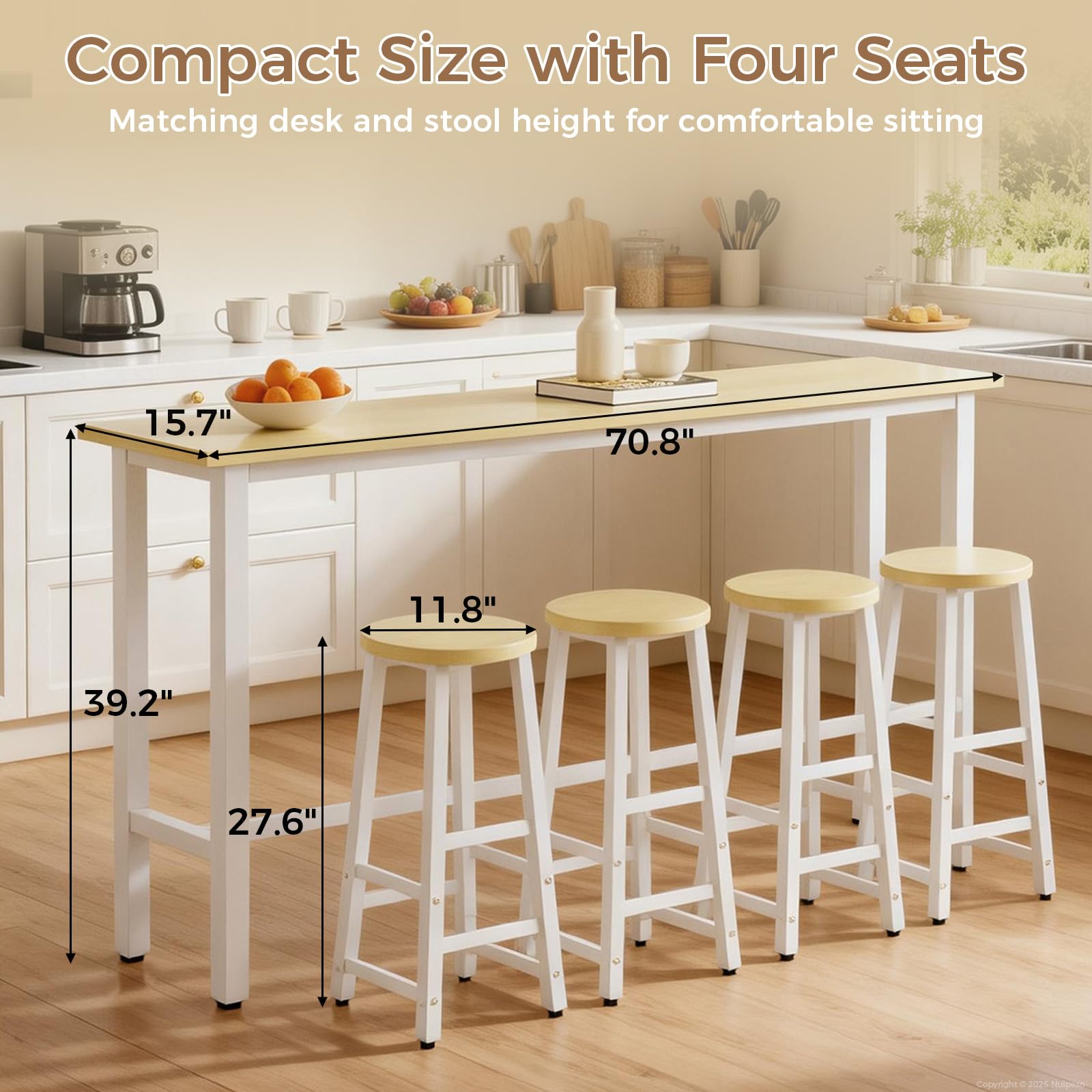 5-Piece Bar Height Table Set with Stools