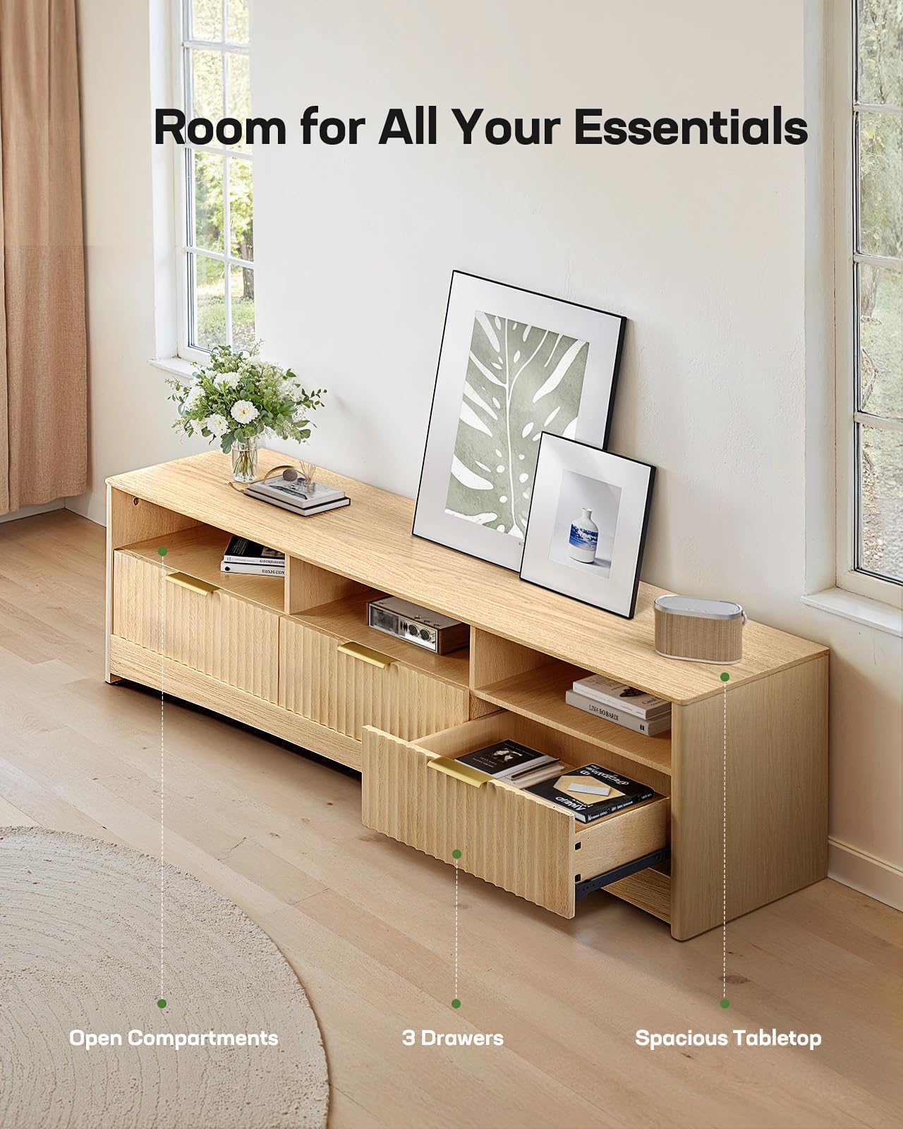 TV Stand for TVs Up to 65 Inches with Storage Drawers