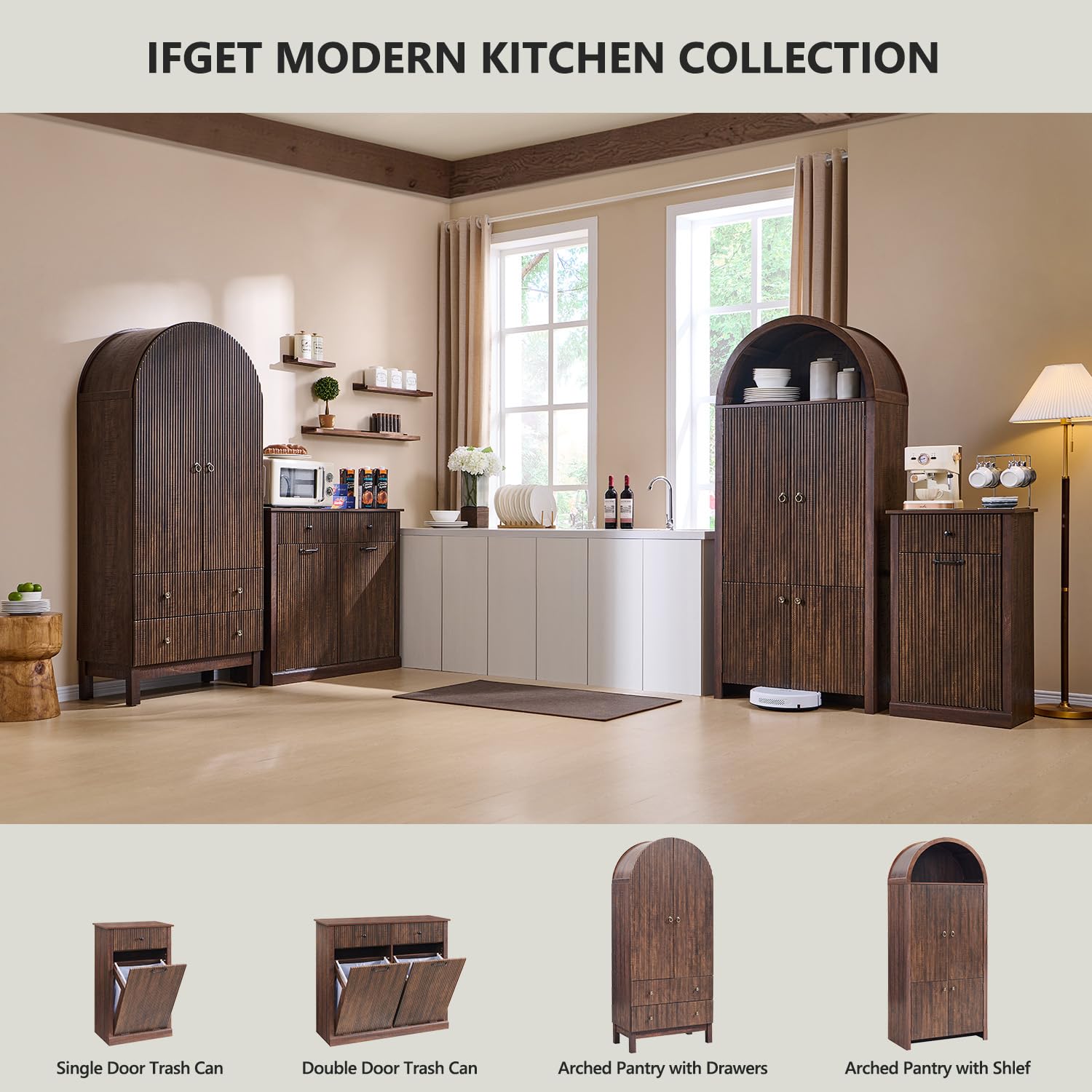 Tall Arched Kitchen Pantry Cabinet