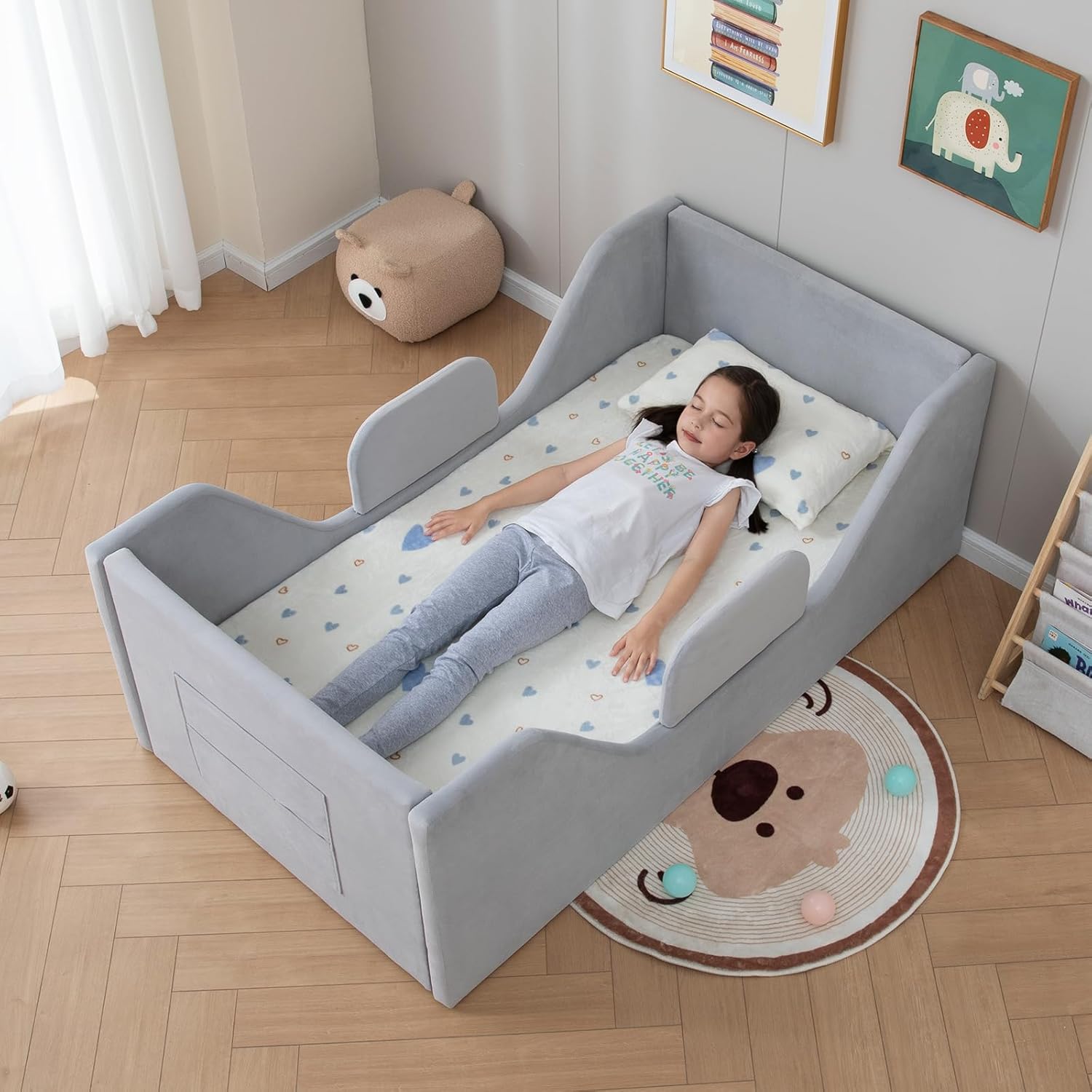 Toddler Floor Bed with Safety Rails