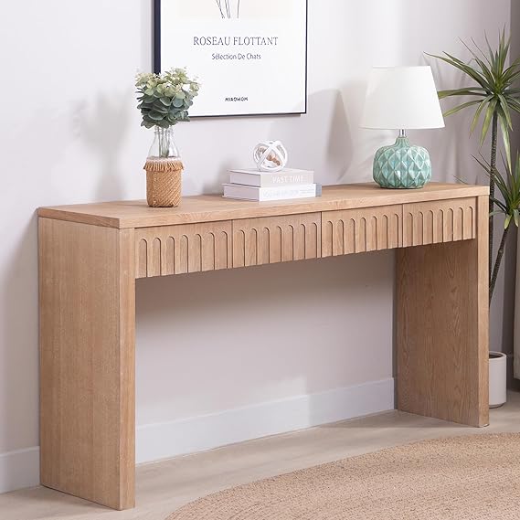 60" Fluted Console Table with 2 Drawers
