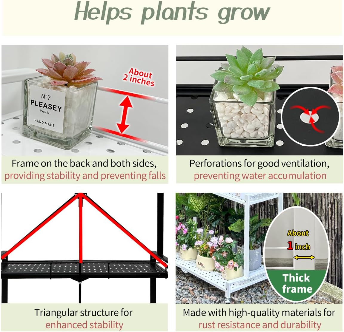 4-Tier Foldable Plant Stand with Wheels