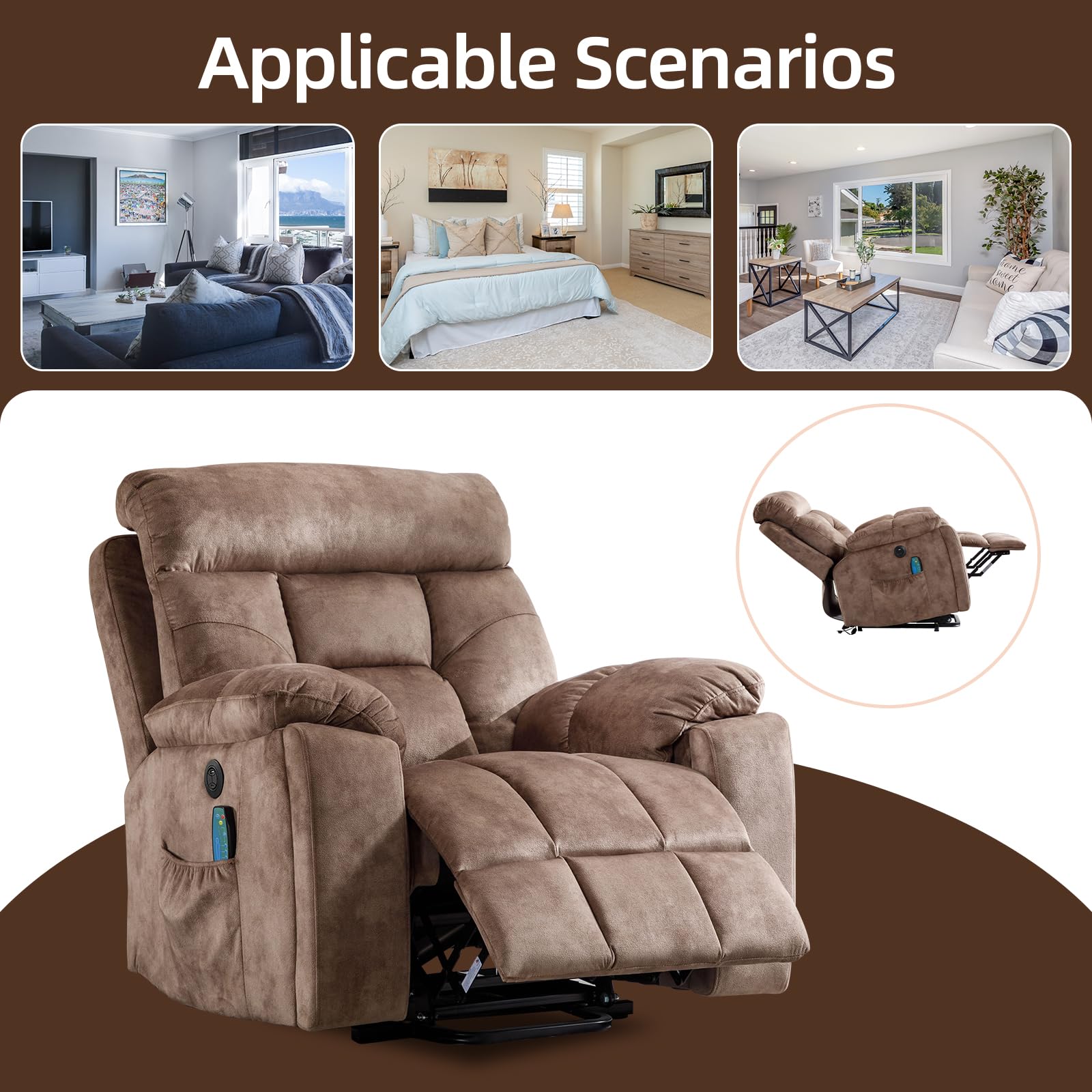 Power Lift Recliner Chair with Massage and Heat