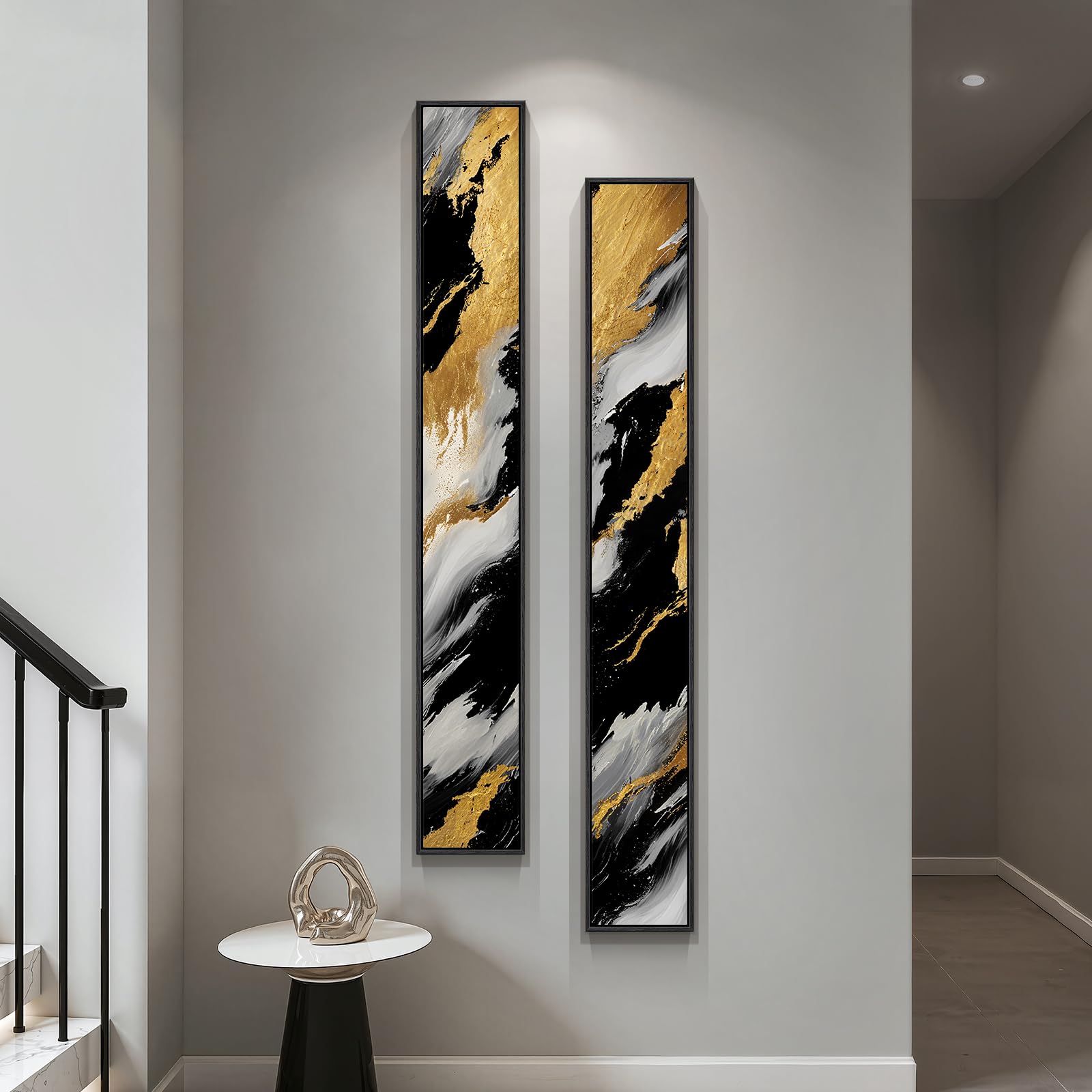 2-Piece Framed Vertical Abstract Canvas Wall Art Set