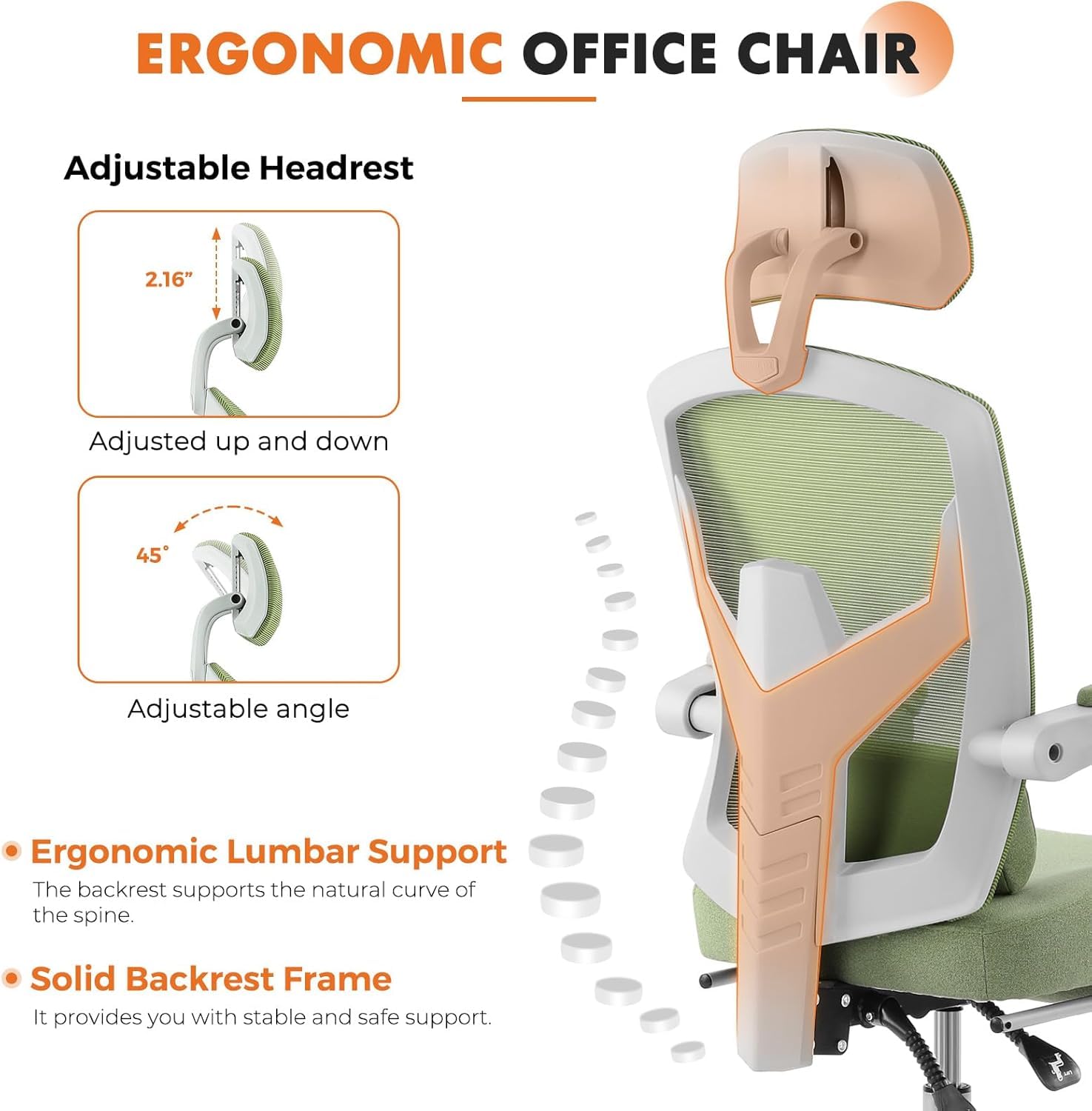 Ergonomic High-Back Mesh Office Chair with Footrest