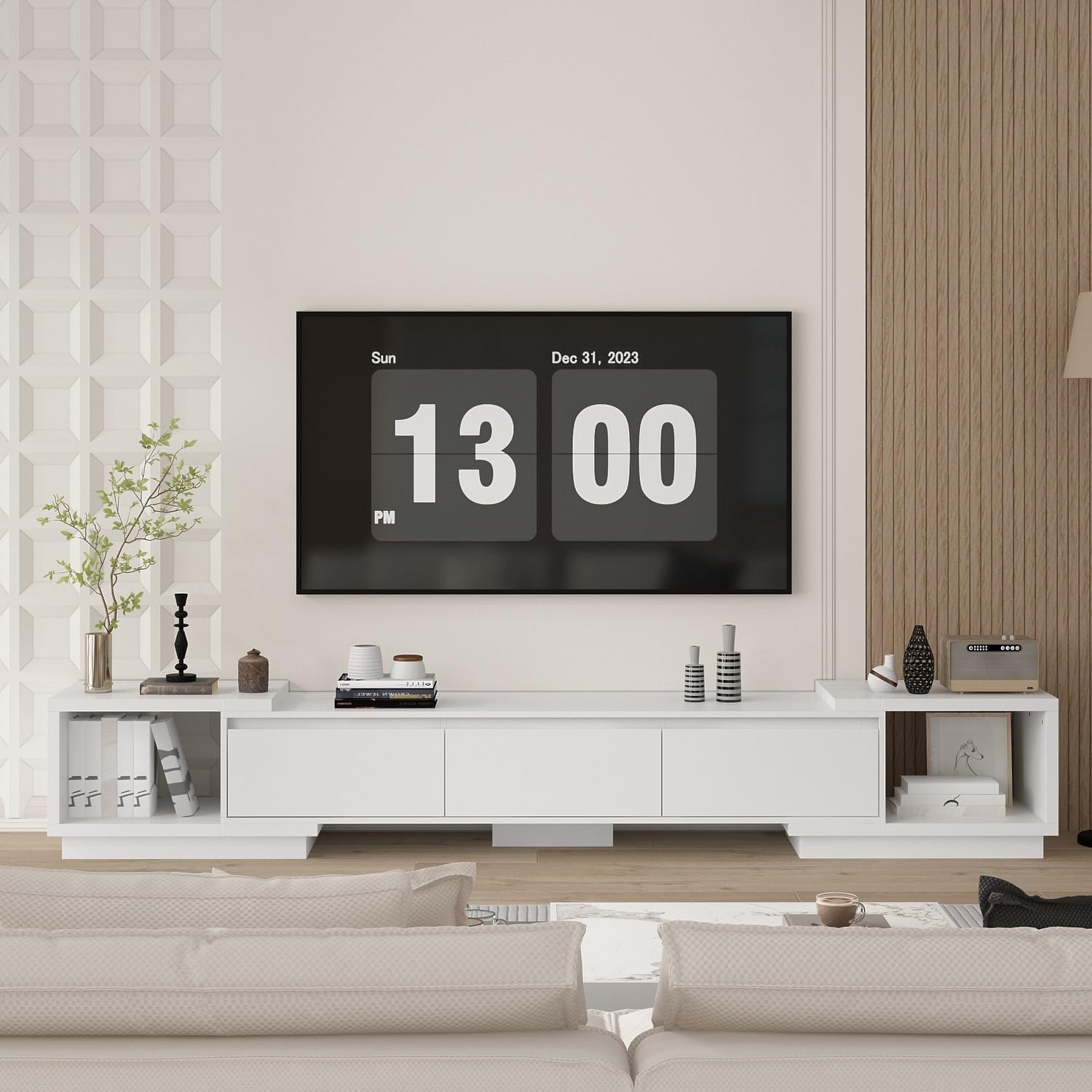 Extendable TV Console Table with Drawers