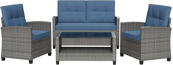 4 Piece Patio Conversation Set with Coffee Table