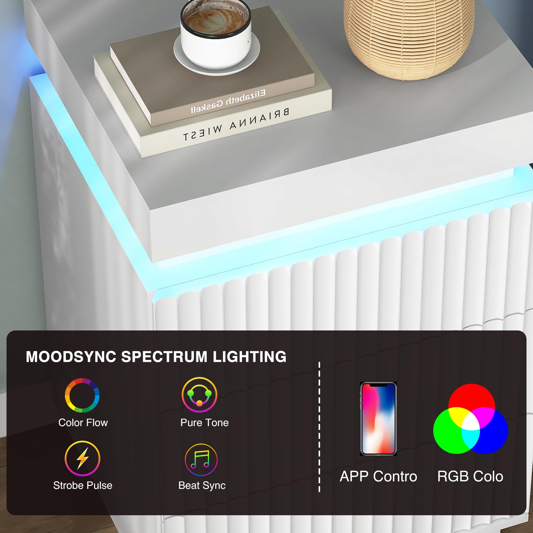 LED Nightstands with Charging Station