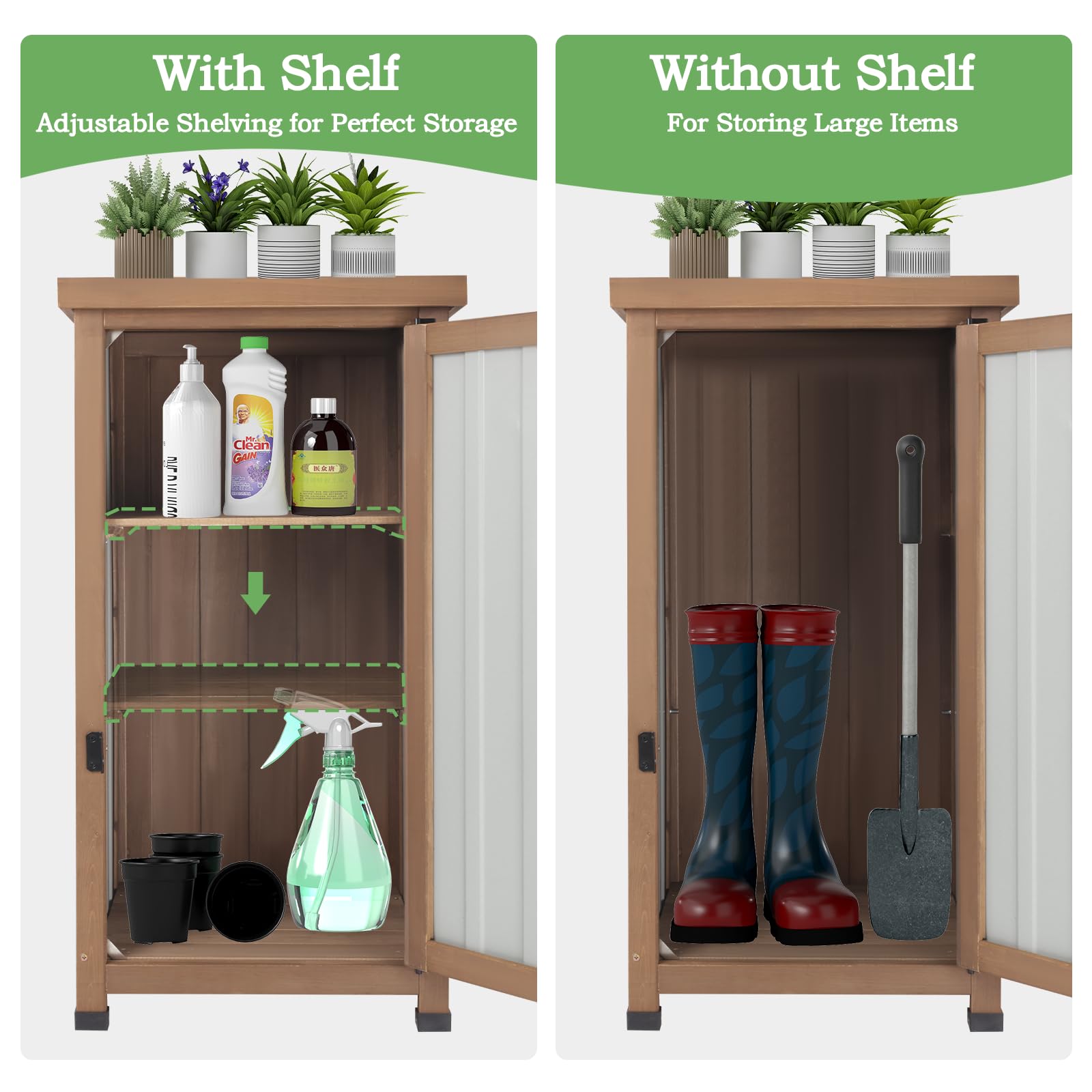 Waterproof Outdoor Storage Cabinet with Metal Top