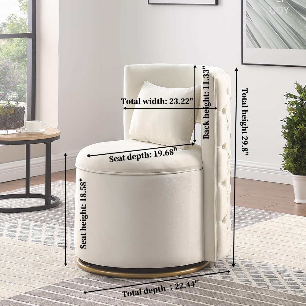Velvet Swivel Accent Chair with Storage