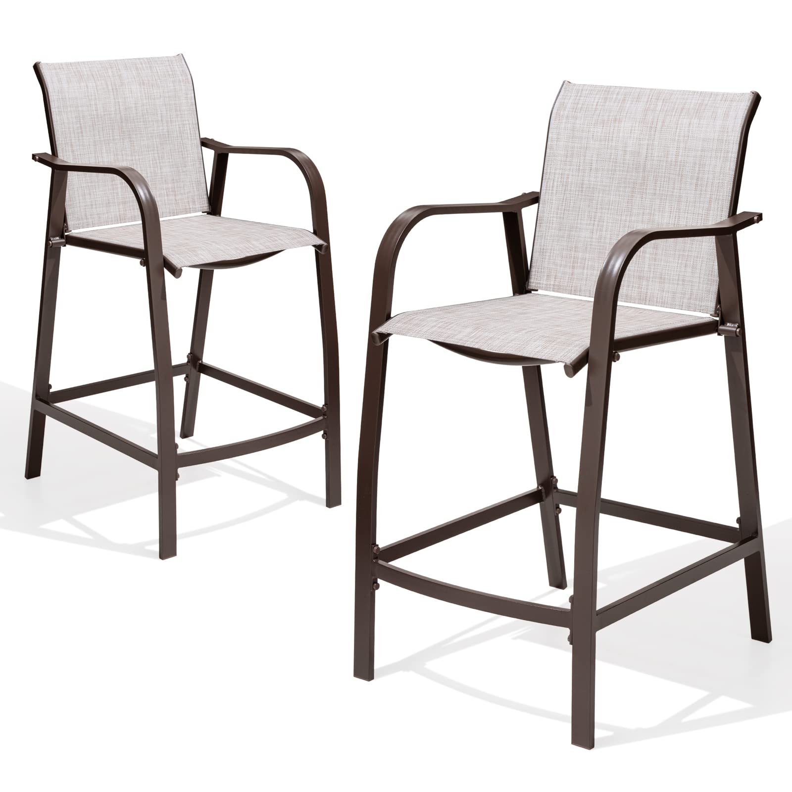Outdoor Bar Stools Set of 2 with Armrests