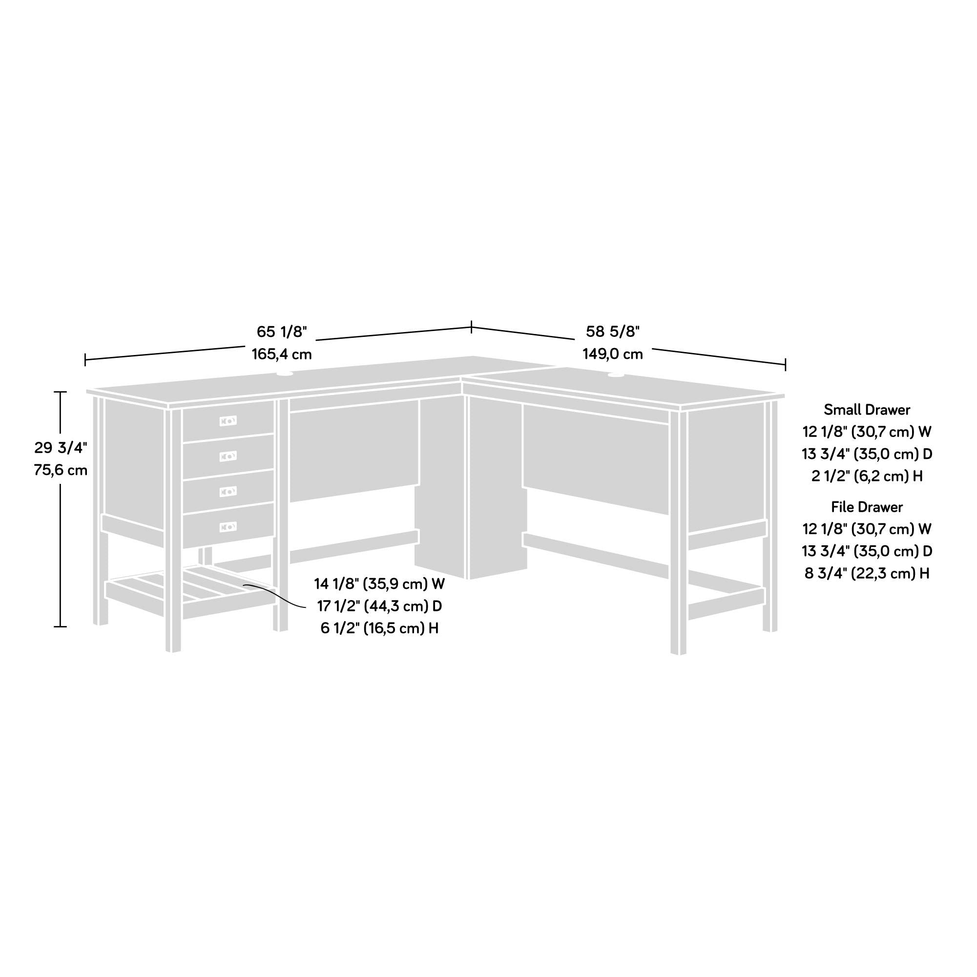 L-Shaped Desk with Drawers and File Storage