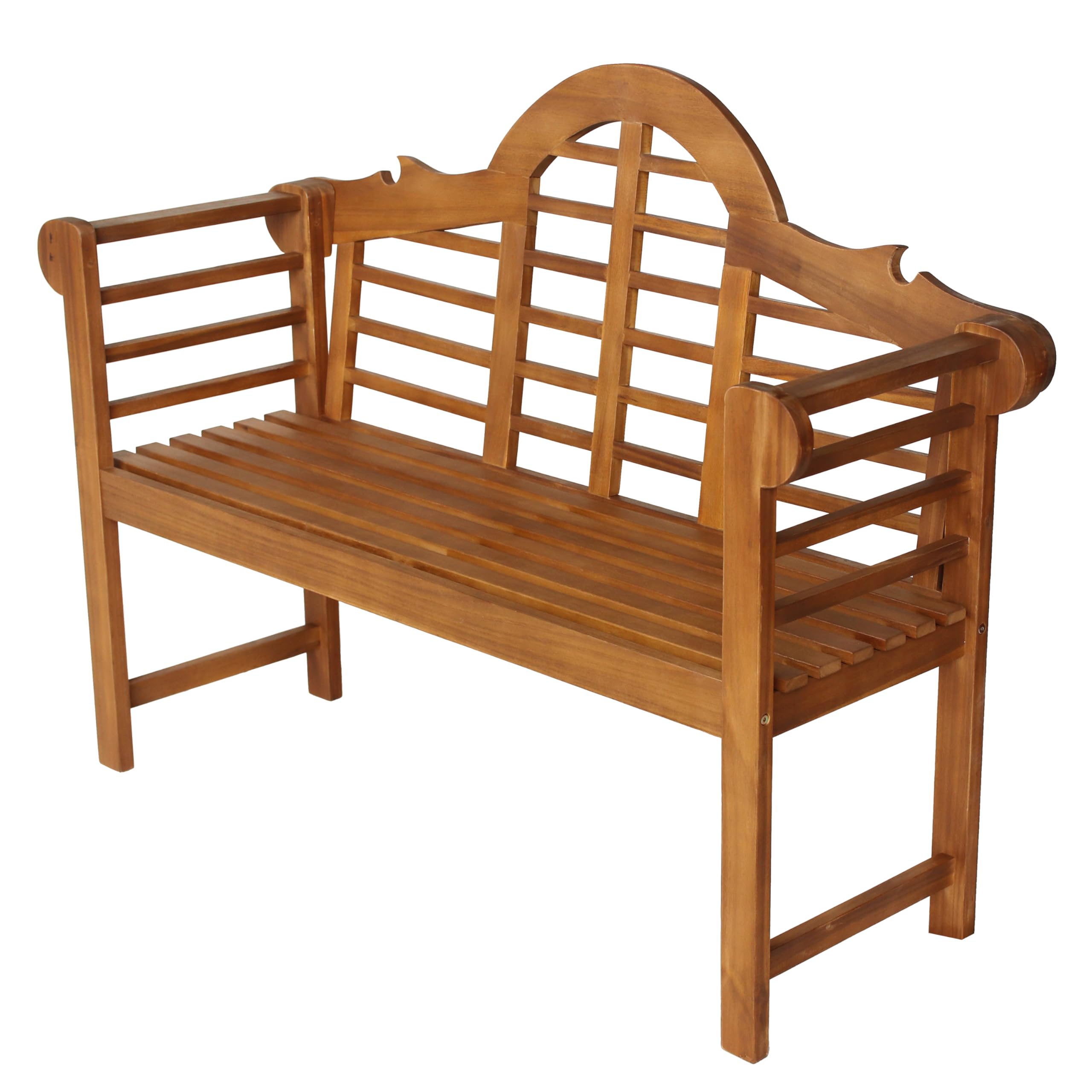 Acacia Wood Outdoor Garden Bench with Arched Back