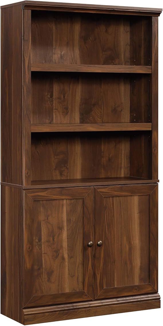 5-Shelf Storage Bookcase with Doors - Chalked Chestnut