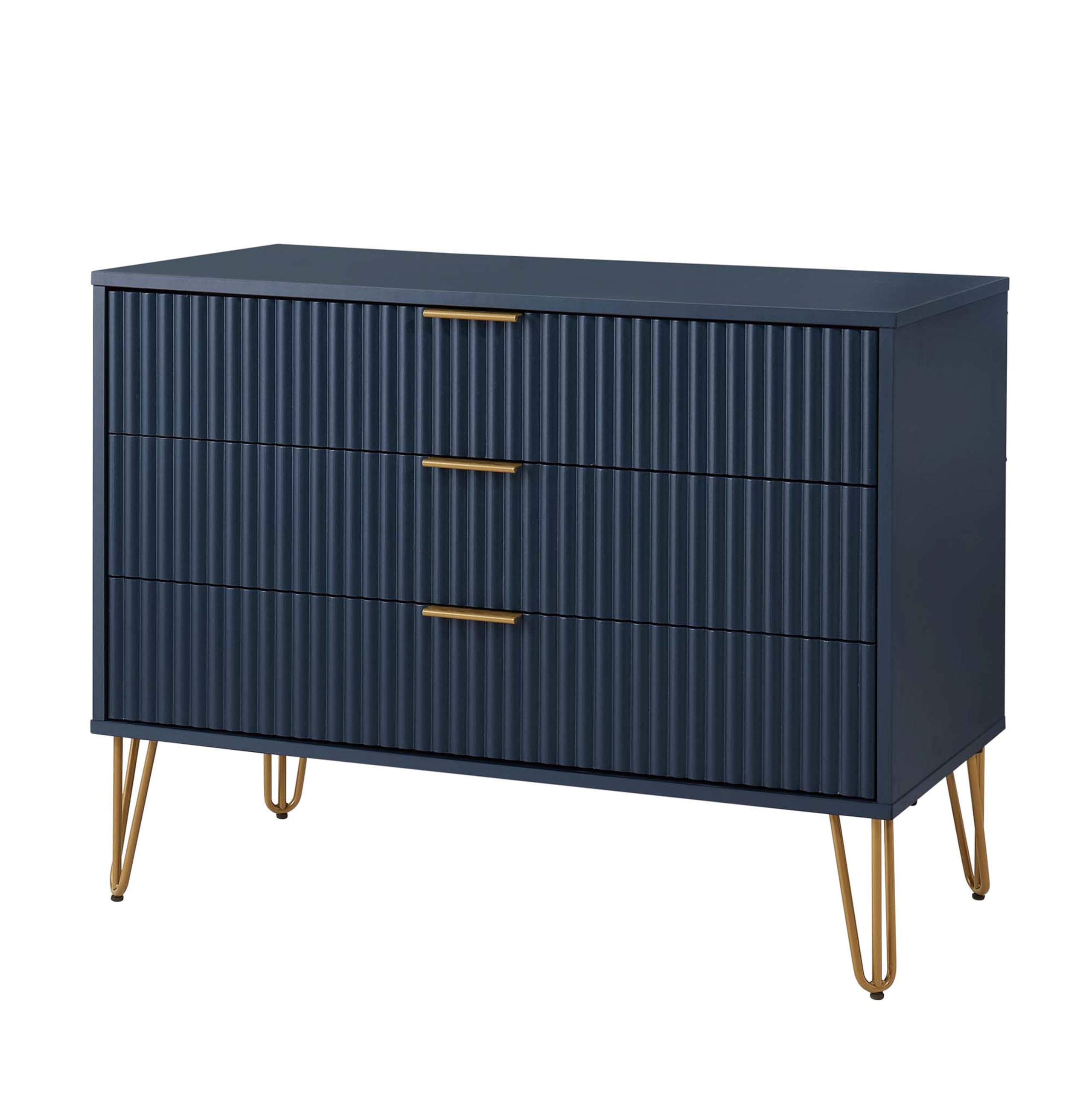 3-Drawer Dresser with Ribbed Front
